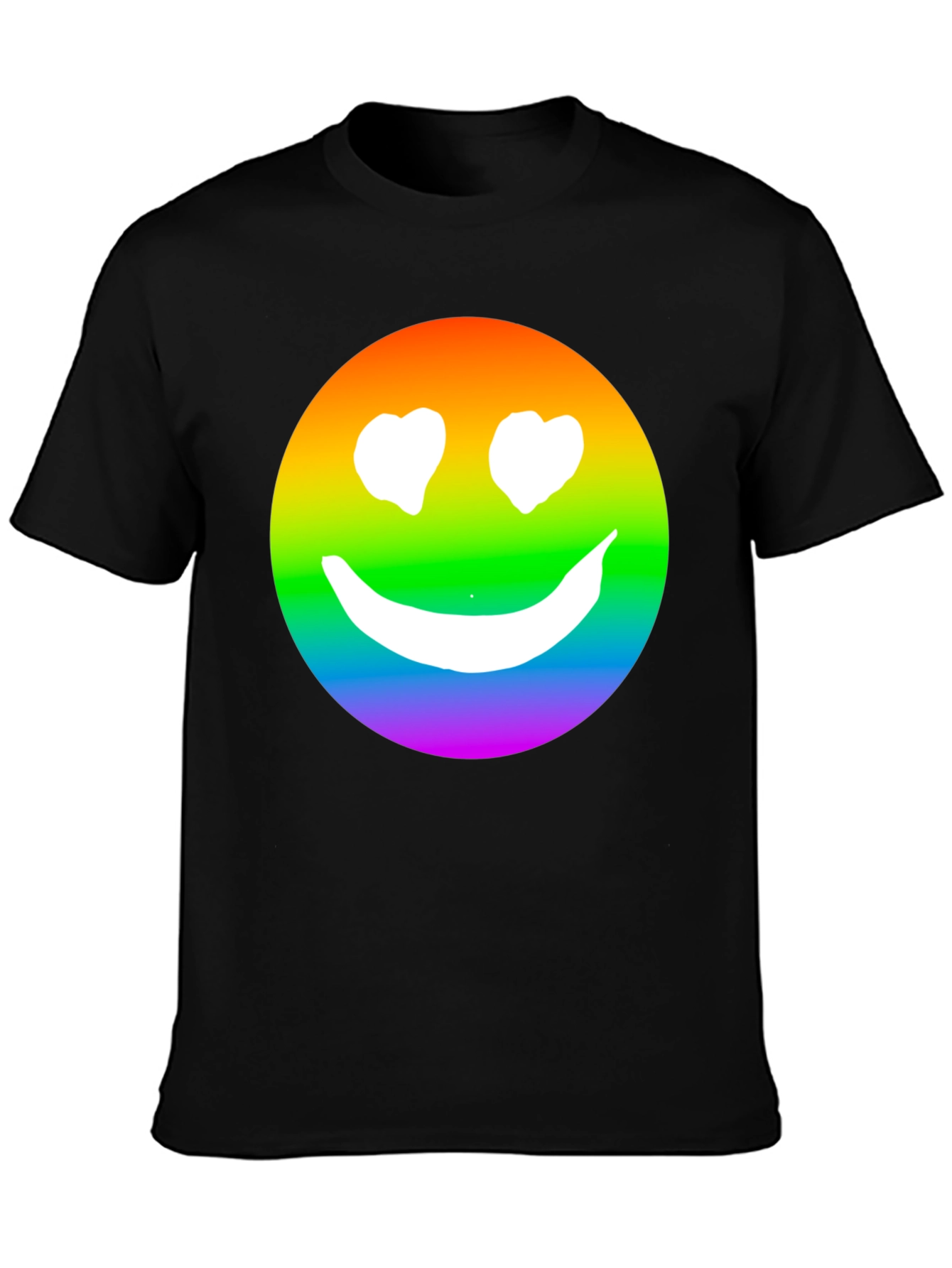 Rainbow Smiley Face Black T-Shirt