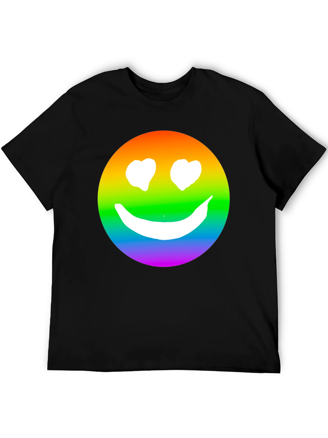 Rainbow Smiley Face Black T-Shirt