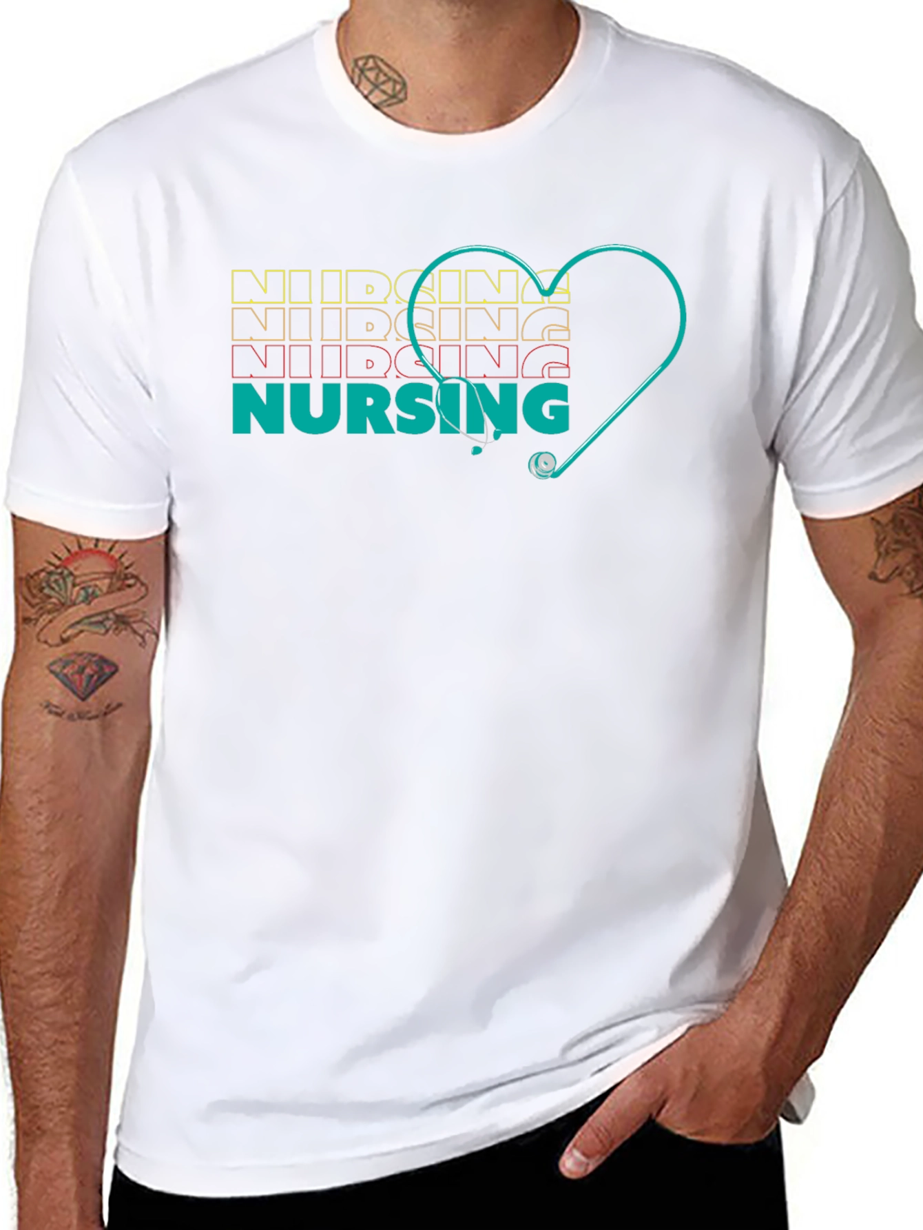 Nursing Heartbeat Stethoscope Graphic Tee