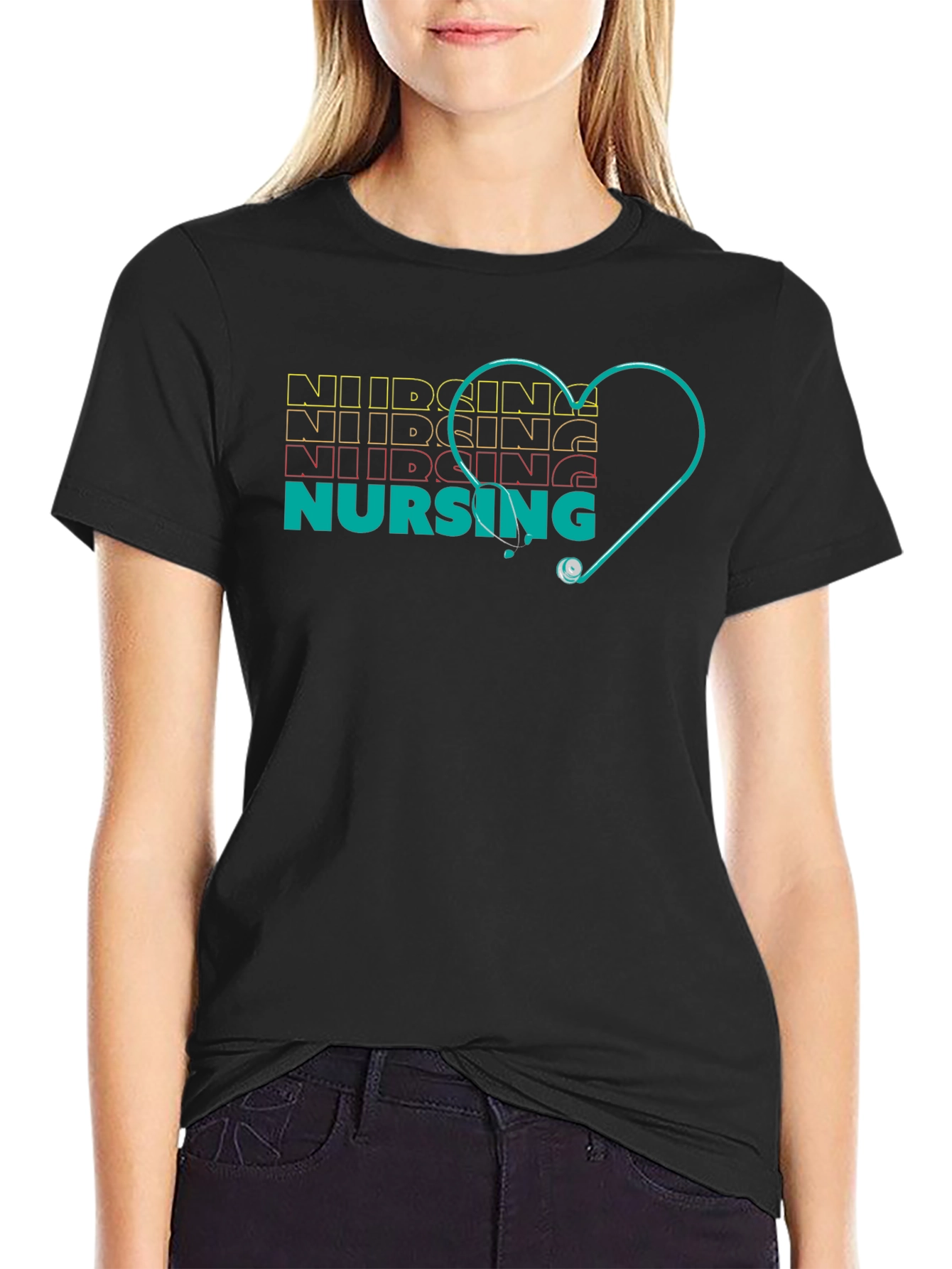 Nursing Heartbeat Stethoscope Graphic Tee