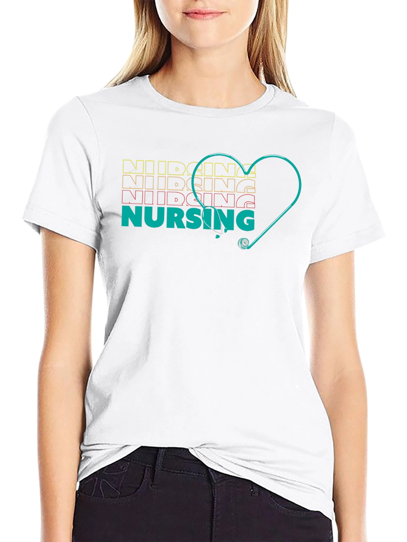Nursing Heartbeat Stethoscope Graphic Tee