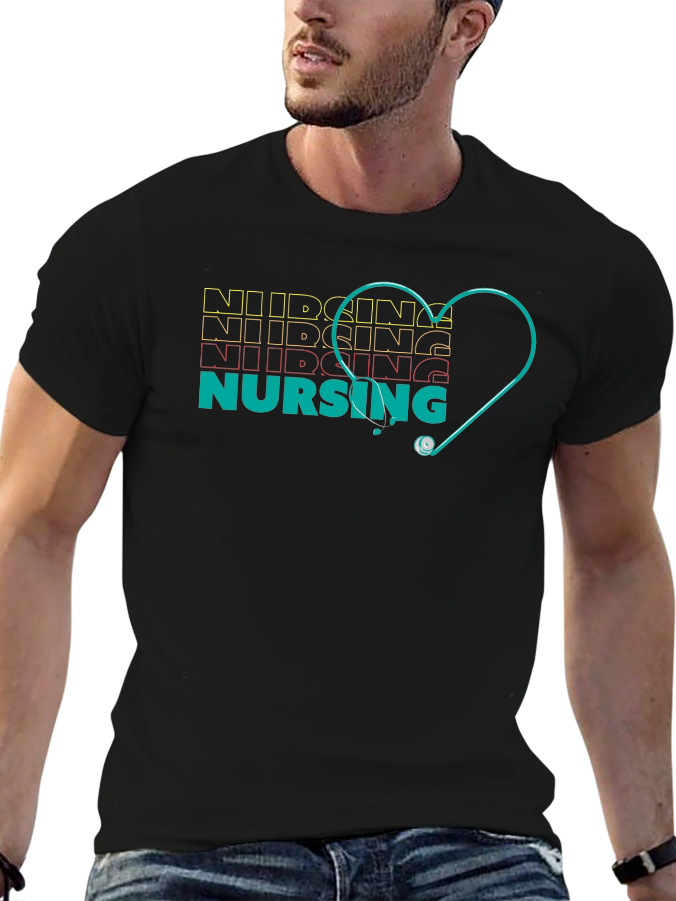 Nursing Heartbeat Stethoscope Graphic Tee