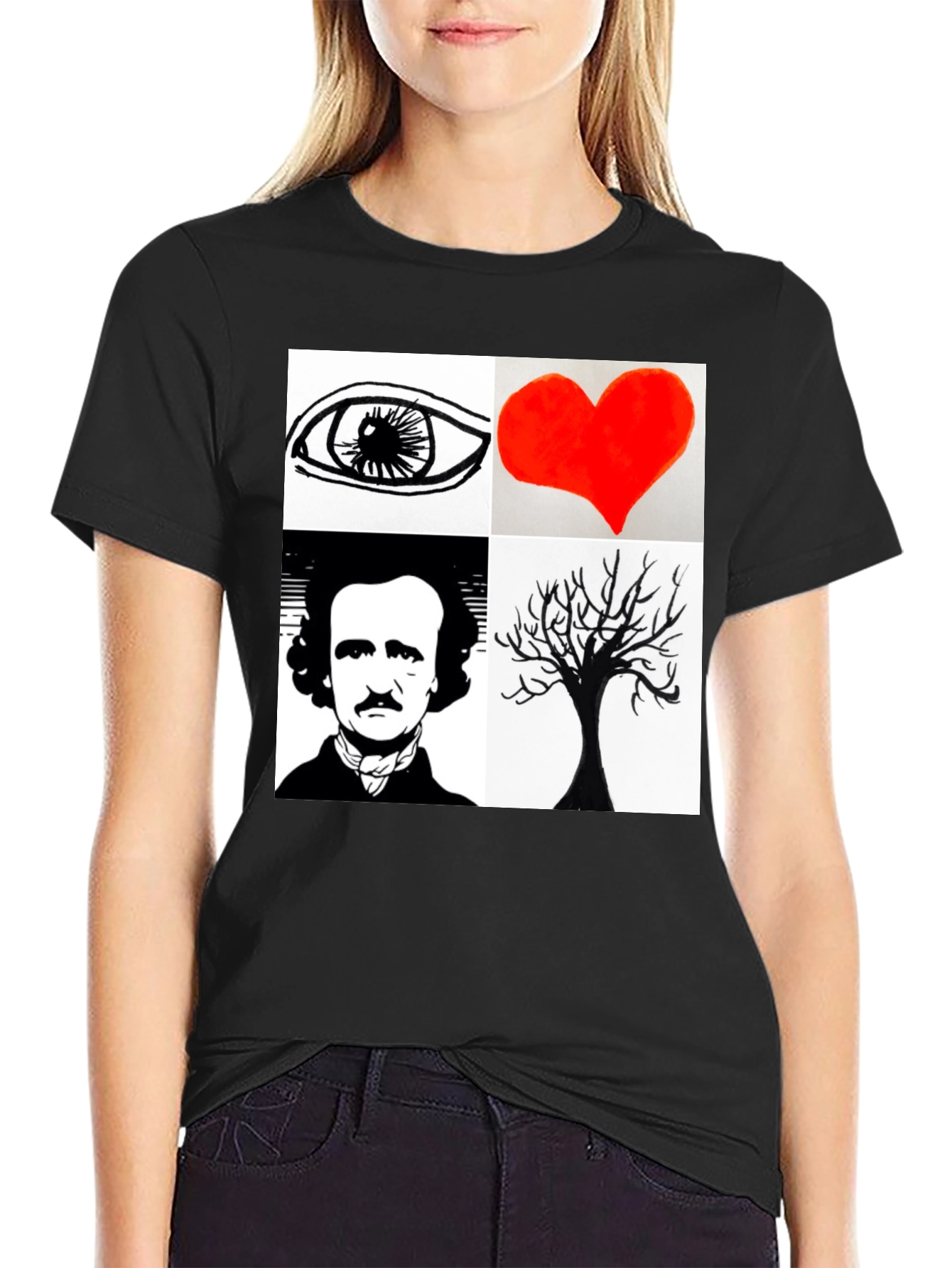 Eye Heart Poe Tree Black T-Shirt