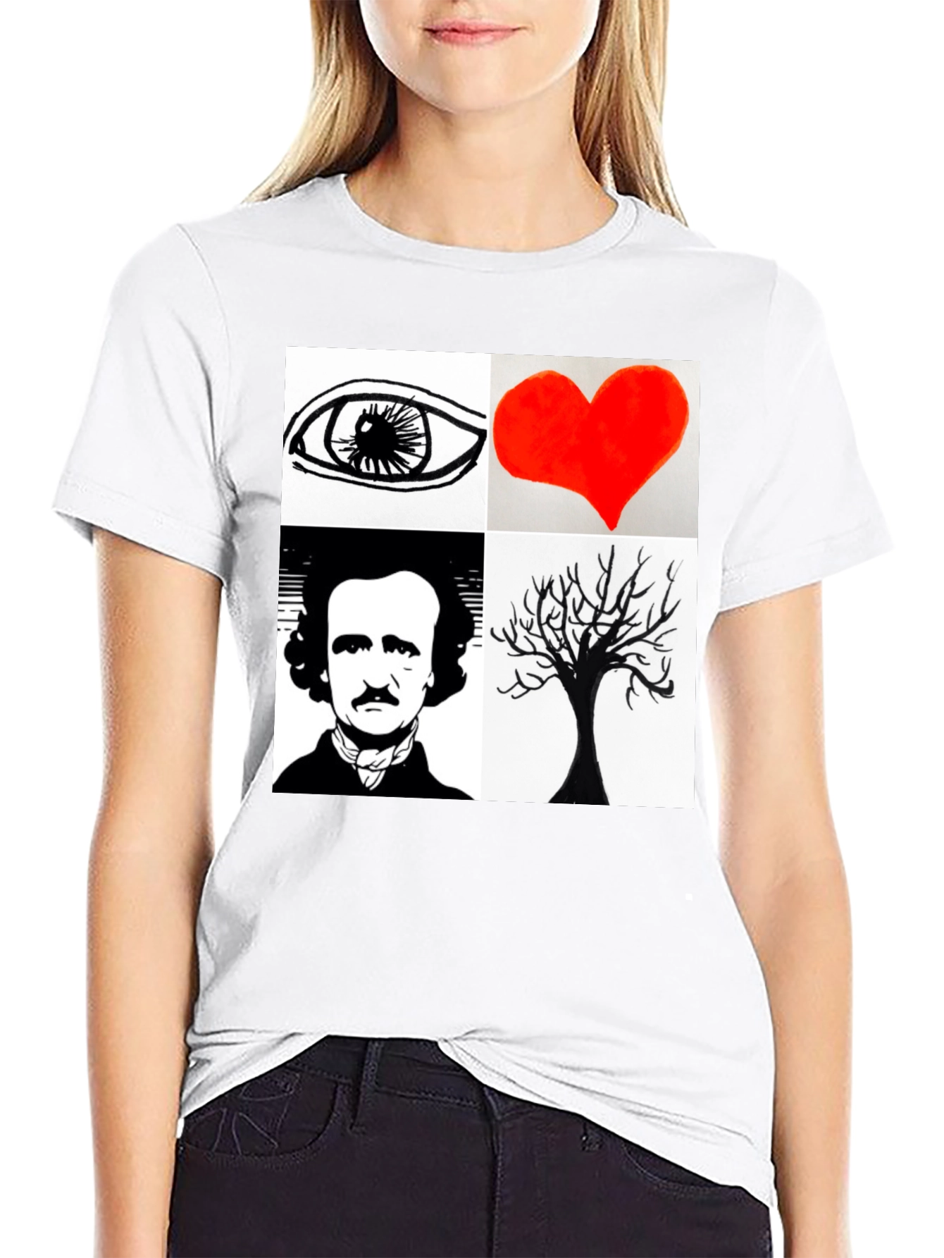 Eye Heart Poe Tree Black T-Shirt