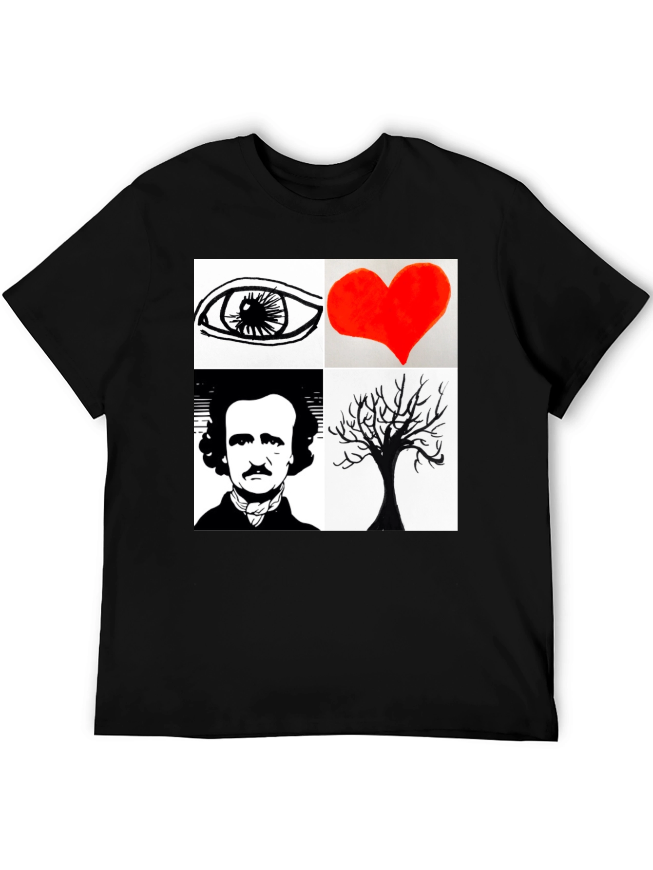 Eye Heart Poe Tree Black T-Shirt
