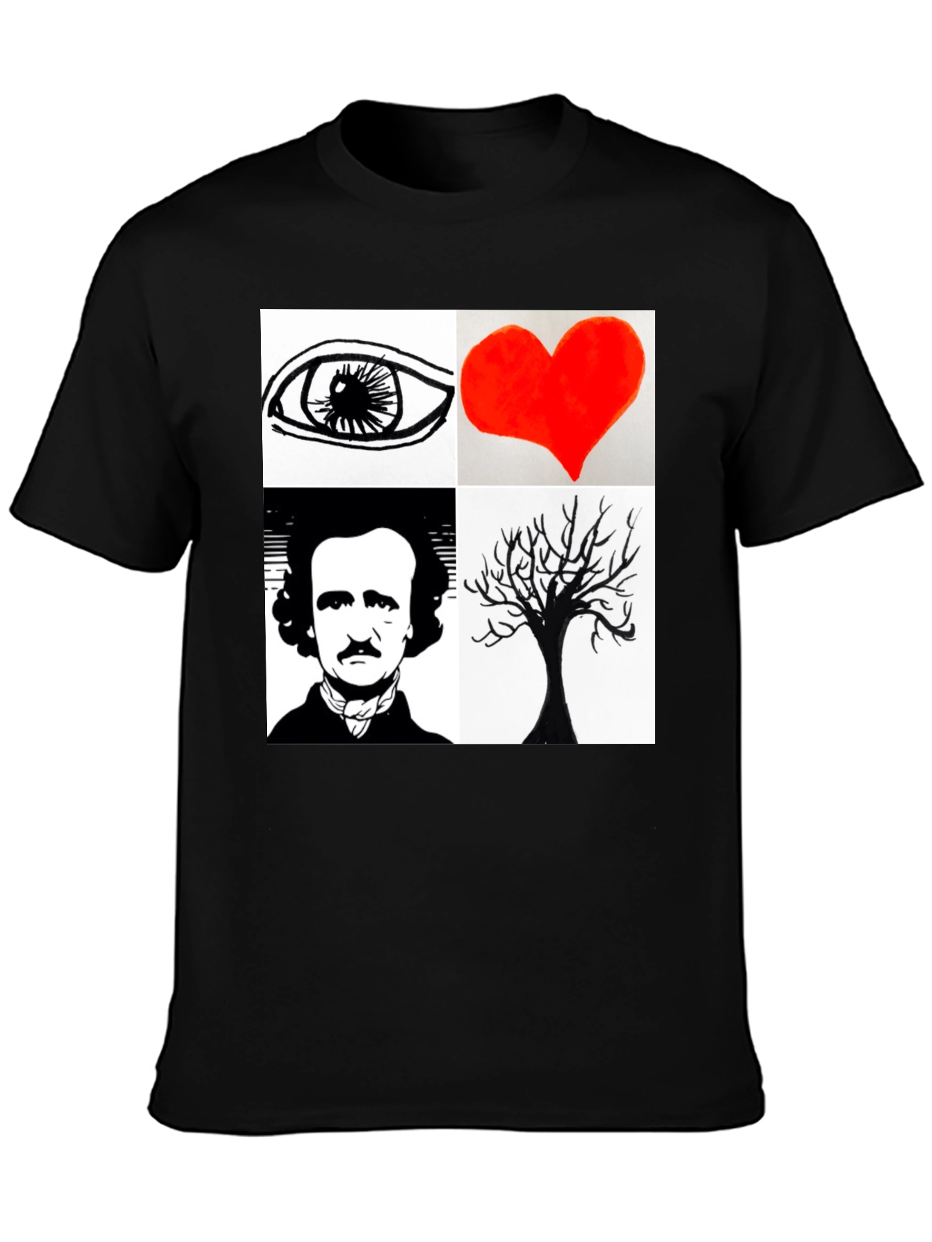 Eye Heart Poe Tree Black T-Shirt