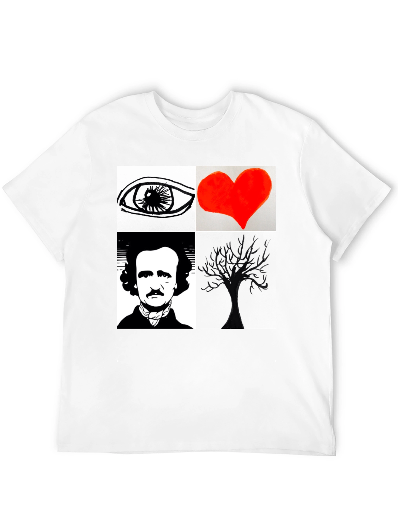 Eye Heart Poe Tree Black T-Shirt