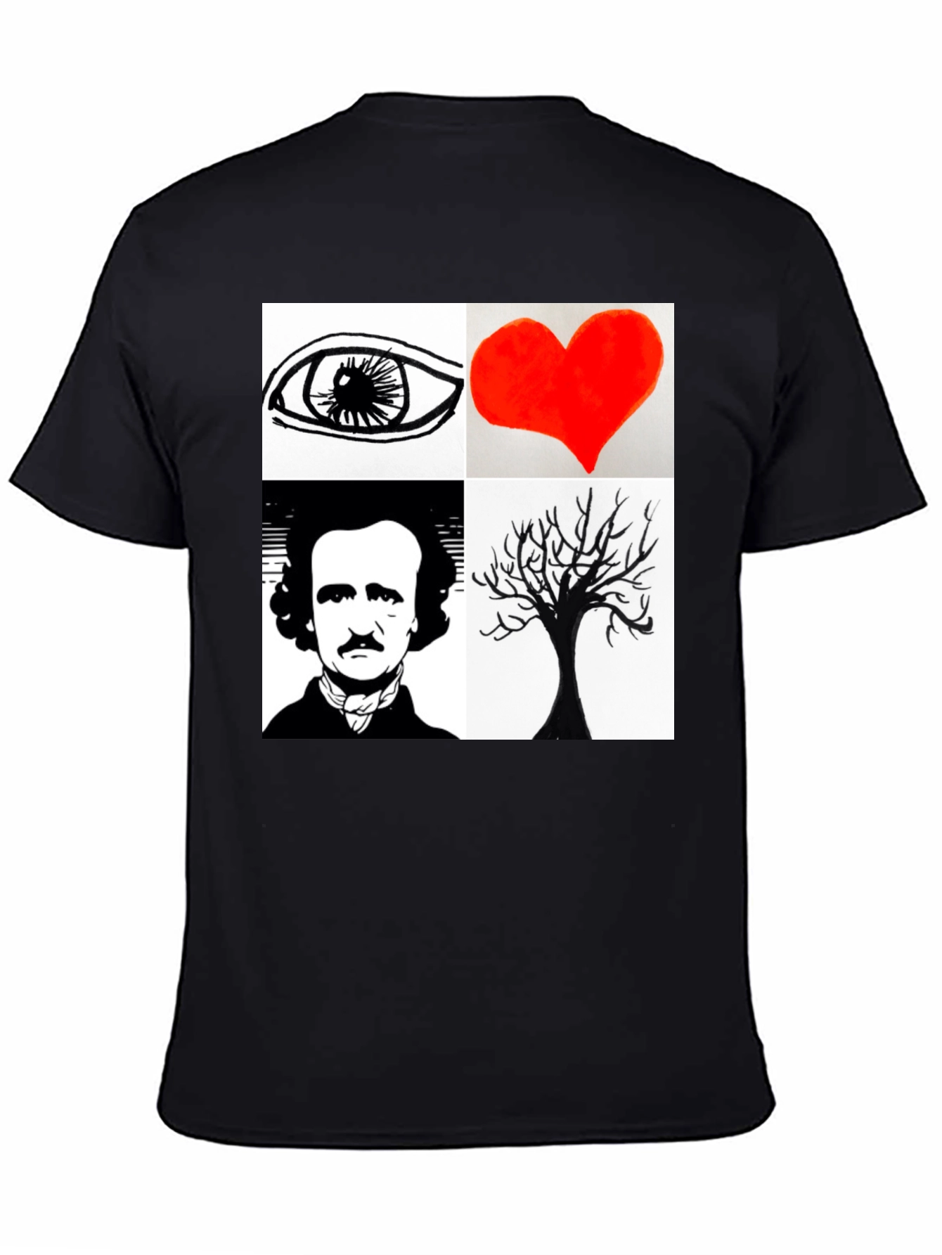 Eye Heart Poe Tree Black T-Shirt
