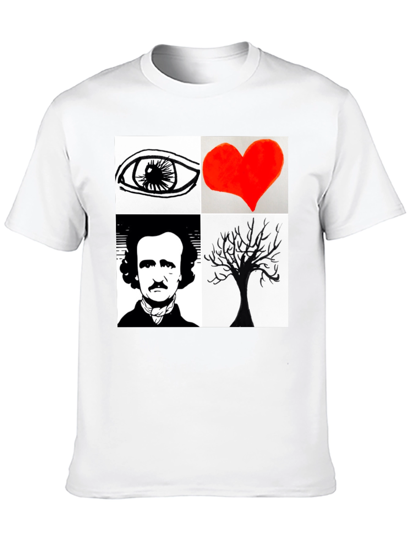 Eye Heart Poe Tree Black T-Shirt