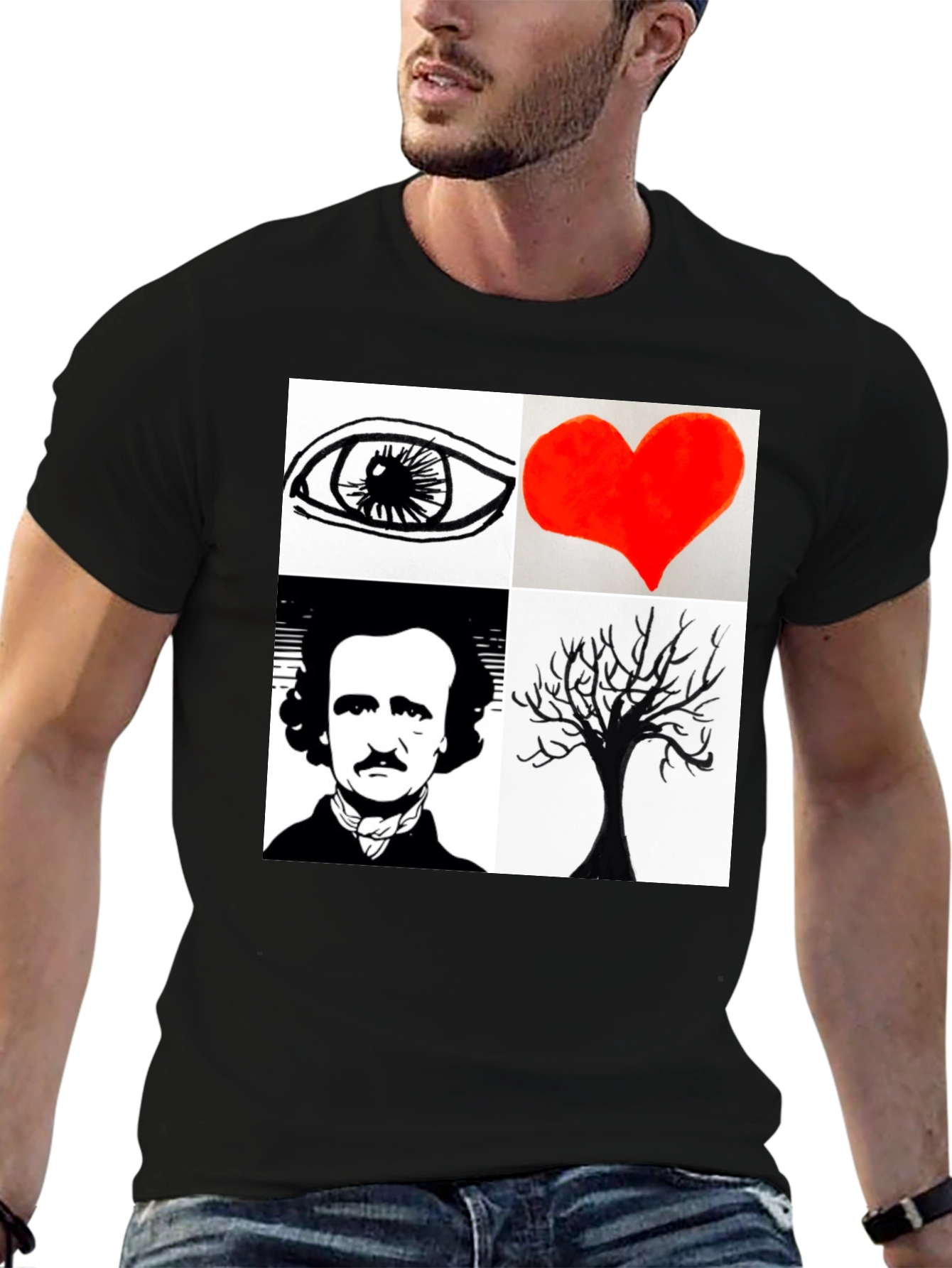 Eye Heart Poe Tree Black T-Shirt