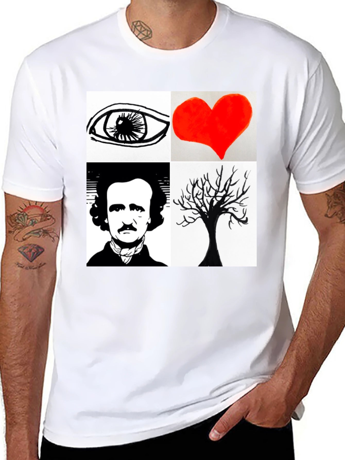 Eye Heart Poe Tree Black T-Shirt