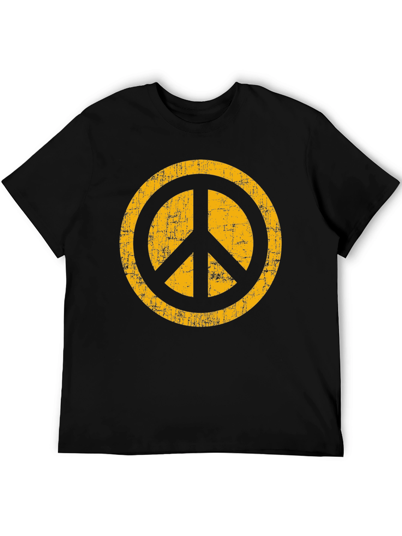 Retro Peace Sign Graphic Tee - Black Cotton T-Shirt
