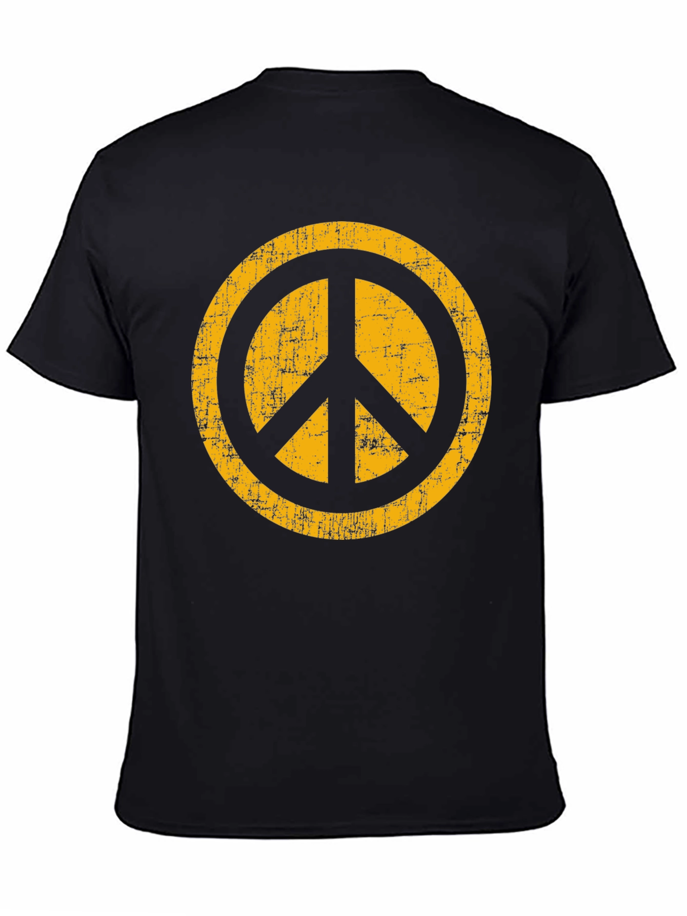 Retro Peace Sign Graphic Tee - Black Cotton T-Shirt