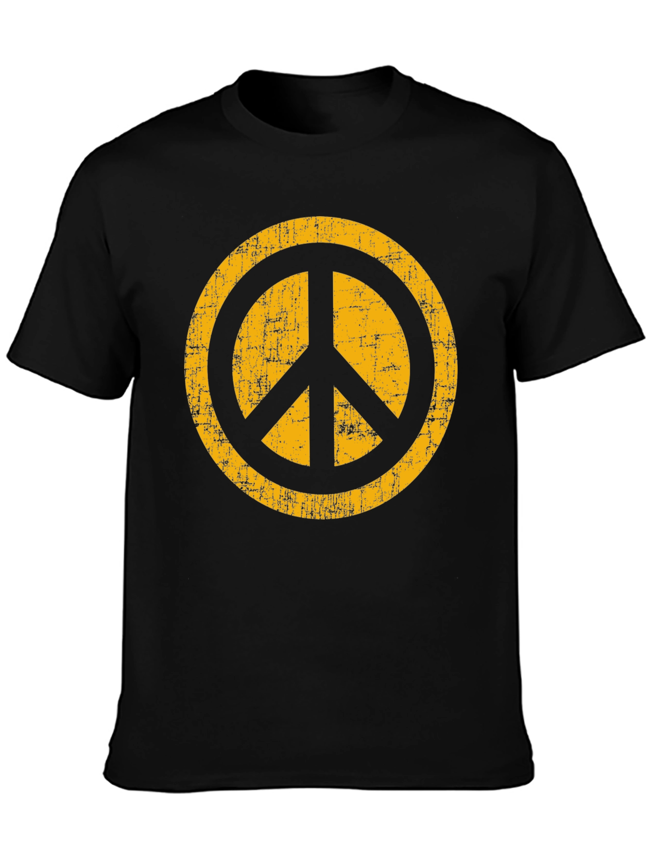 Retro Peace Sign Graphic Tee - Black Cotton T-Shirt