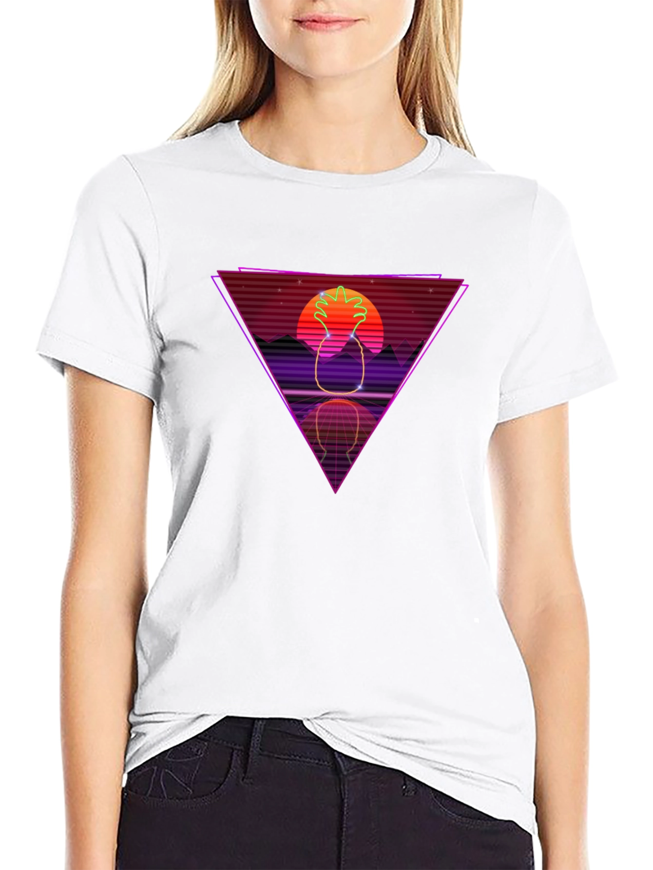 Retro Pineapple Graphic Tee - Synthwave Style
