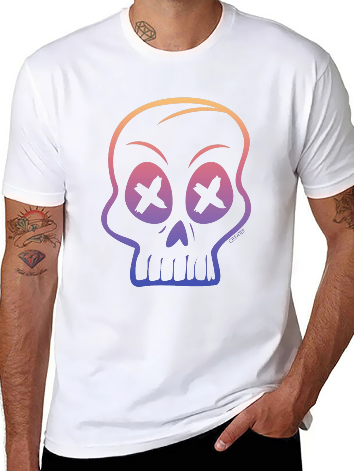Skull Gradient Graphic Tee - Mens Black T-Shirt