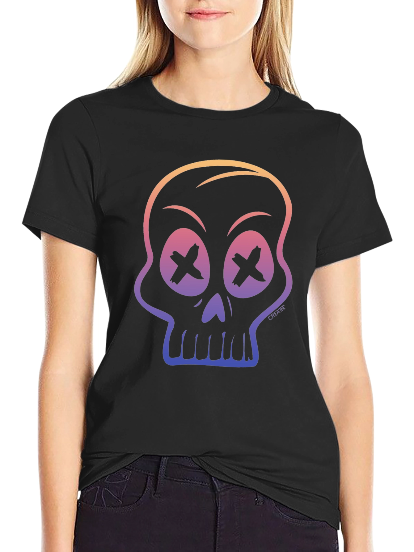 Skull Gradient Graphic Tee - Mens Black T-Shirt