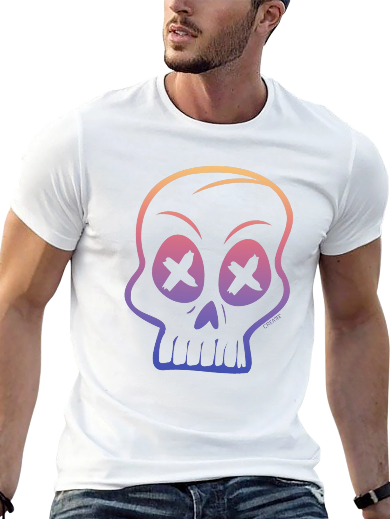 Skull Gradient Graphic Tee - Mens Black T-Shirt