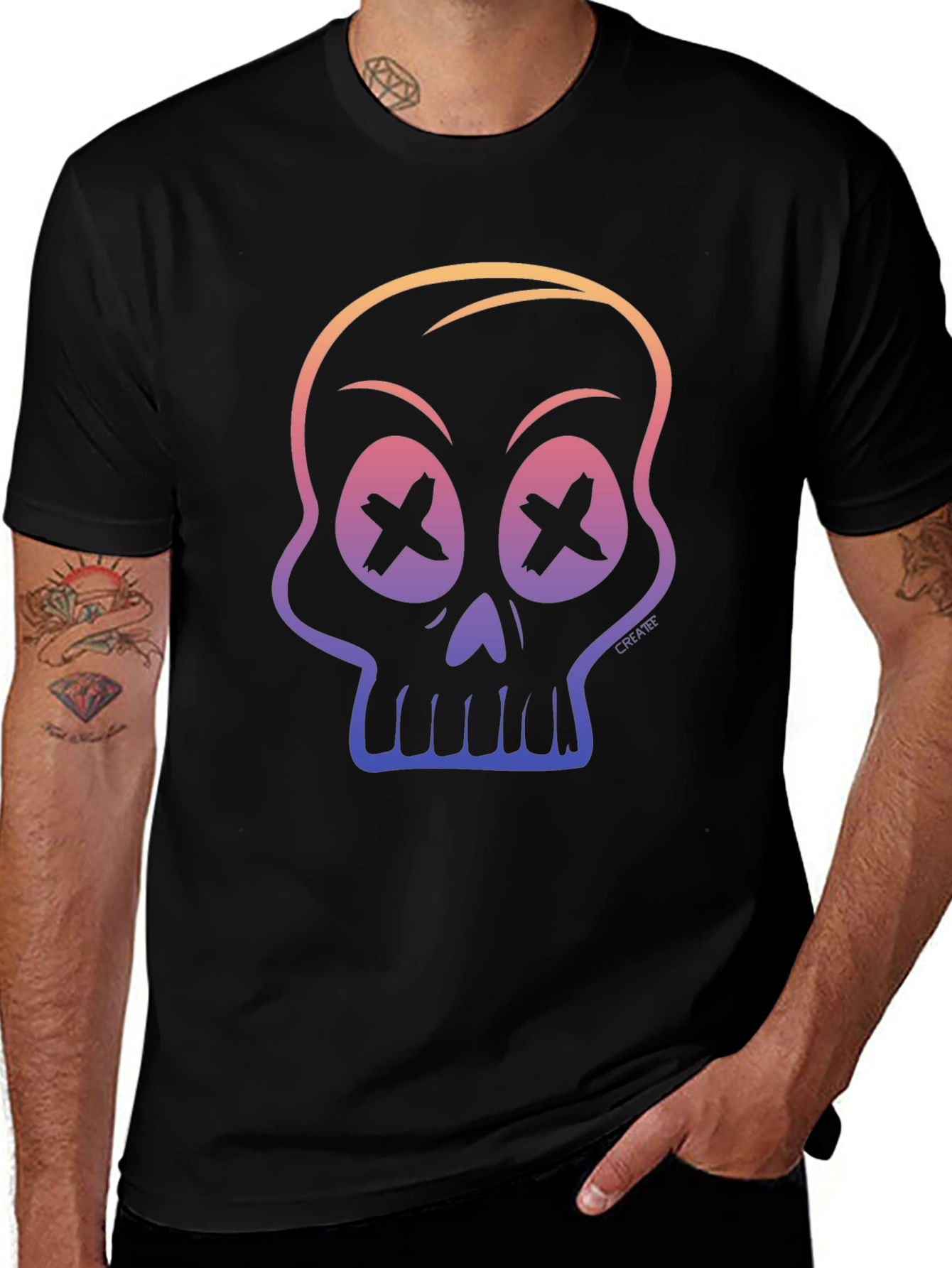 Skull Gradient Graphic Tee - Mens Black T-Shirt
