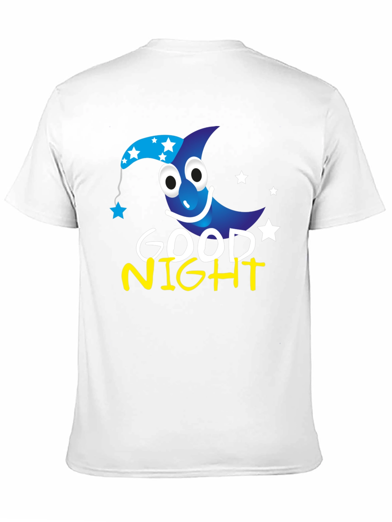 Good Night Cartoon Moon Black T-Shirt