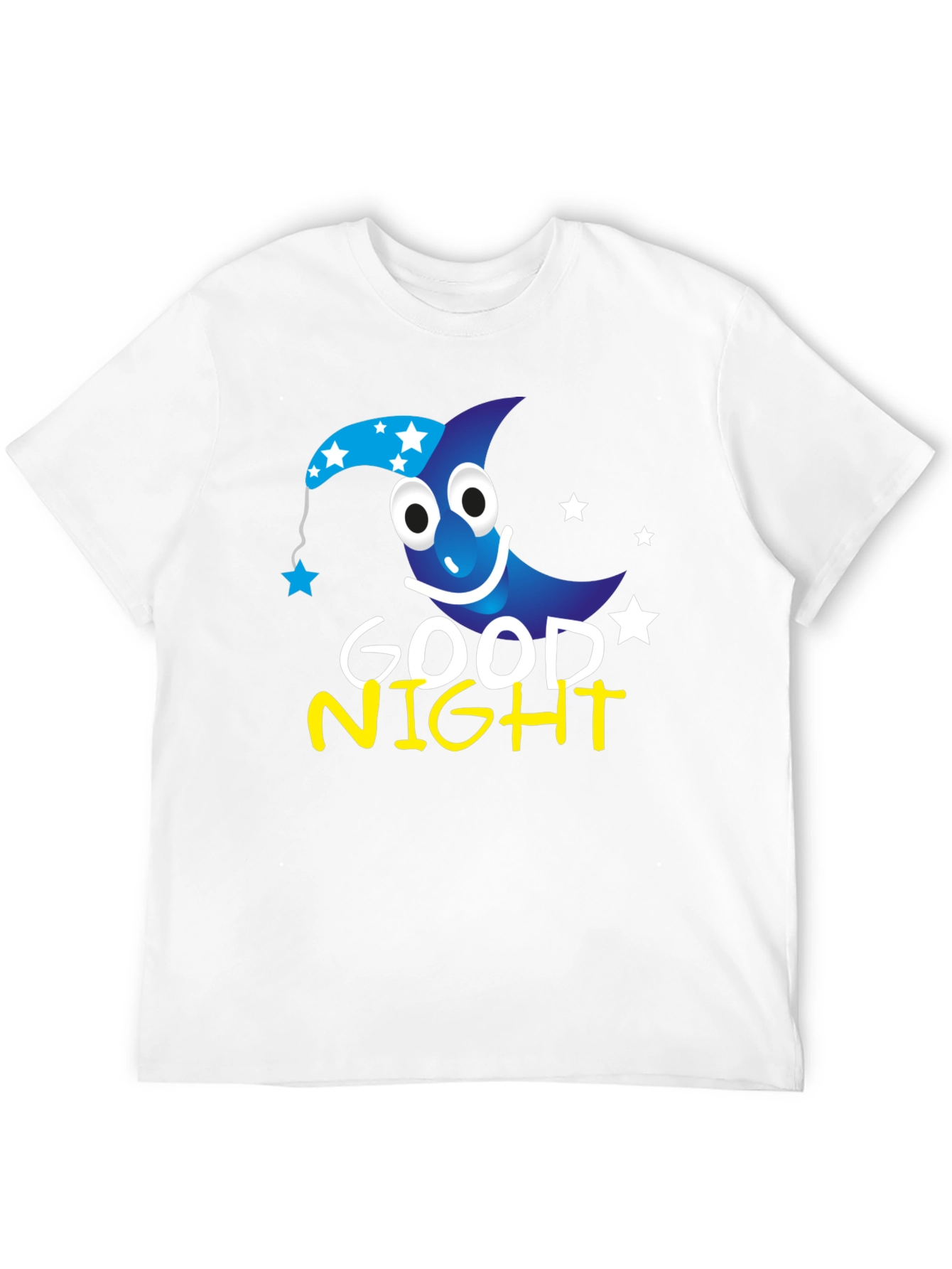 Good Night Cartoon Moon Black T-Shirt