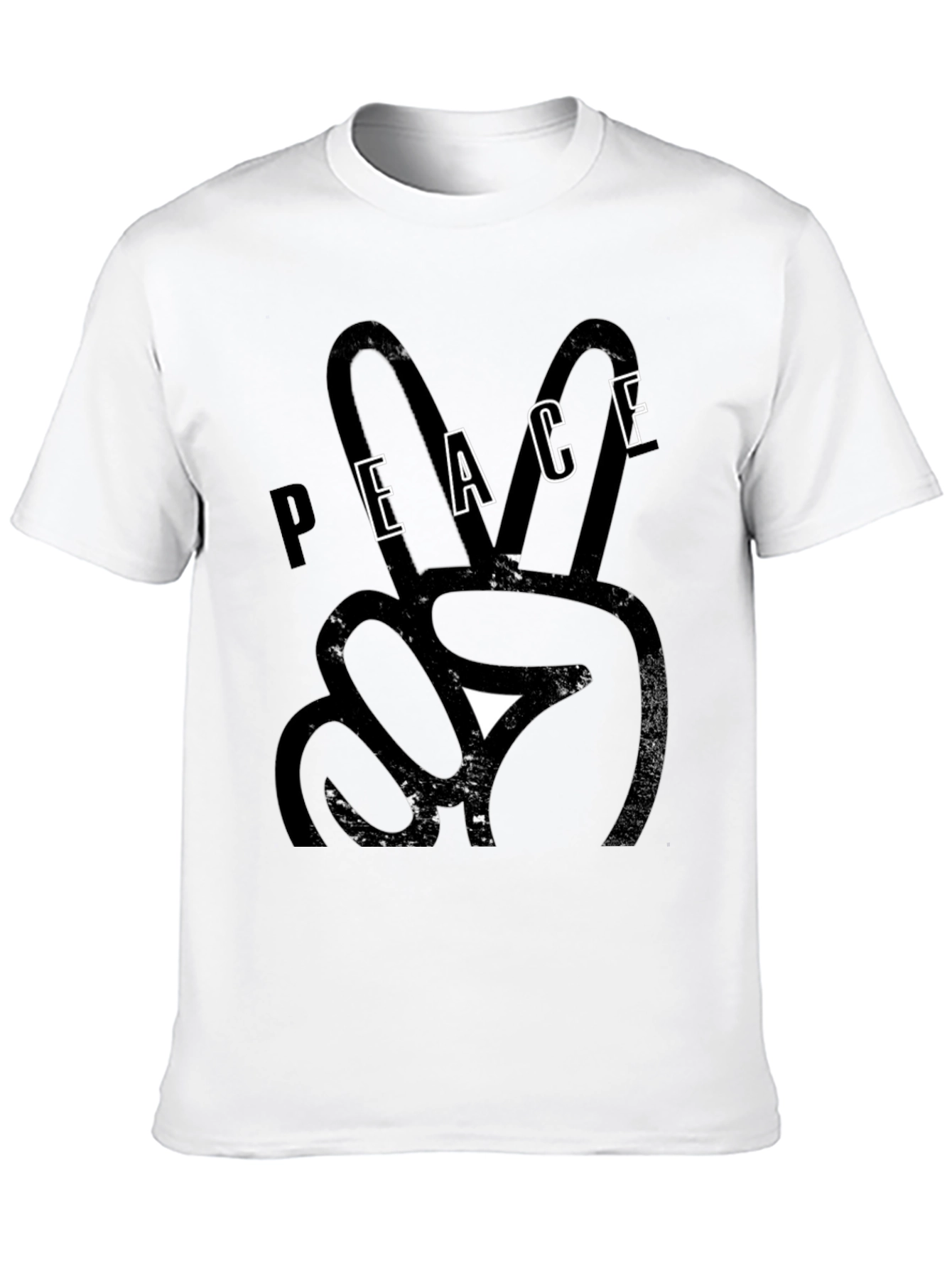Peace Sign Graphic Print Tee - Black