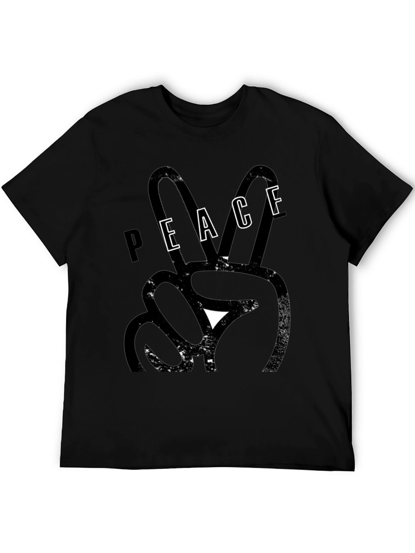 Peace Sign Graphic Print Tee - Black