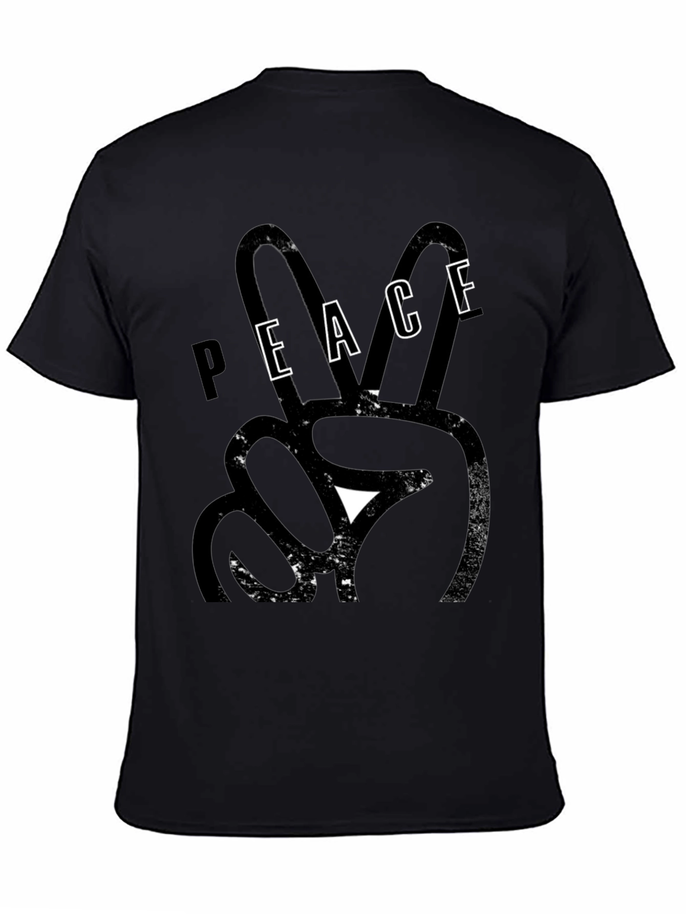 Peace Sign Graphic Print Tee - Black