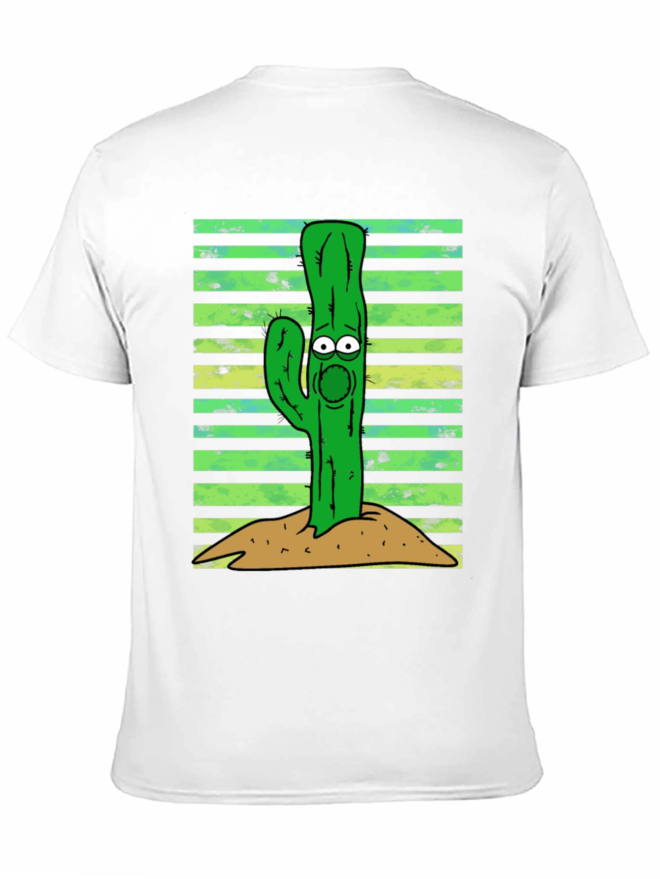 Cartoon Cactus Graphic Tee - Unisex Black T-Shirt