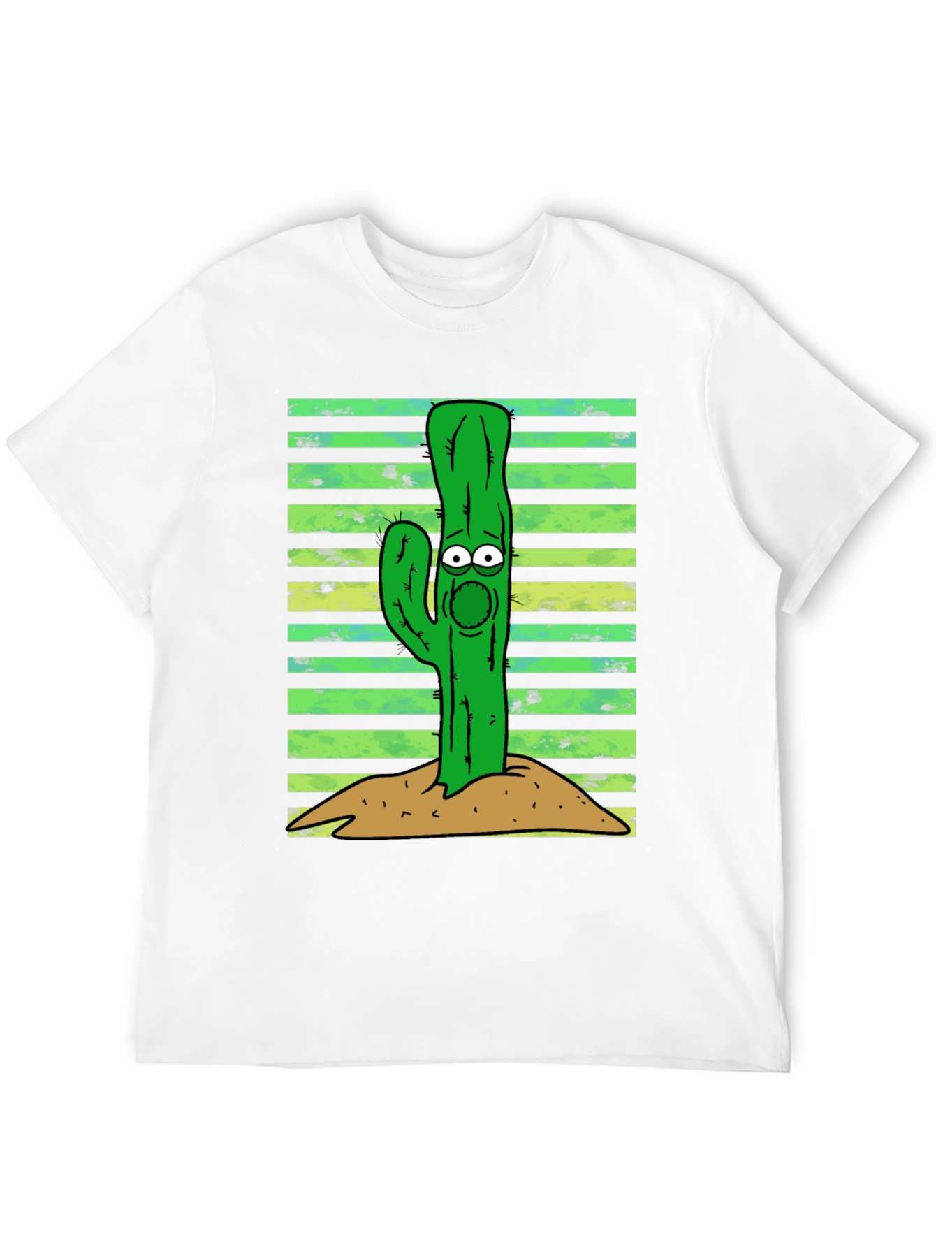 Cartoon Cactus Graphic Tee - Unisex Black T-Shirt