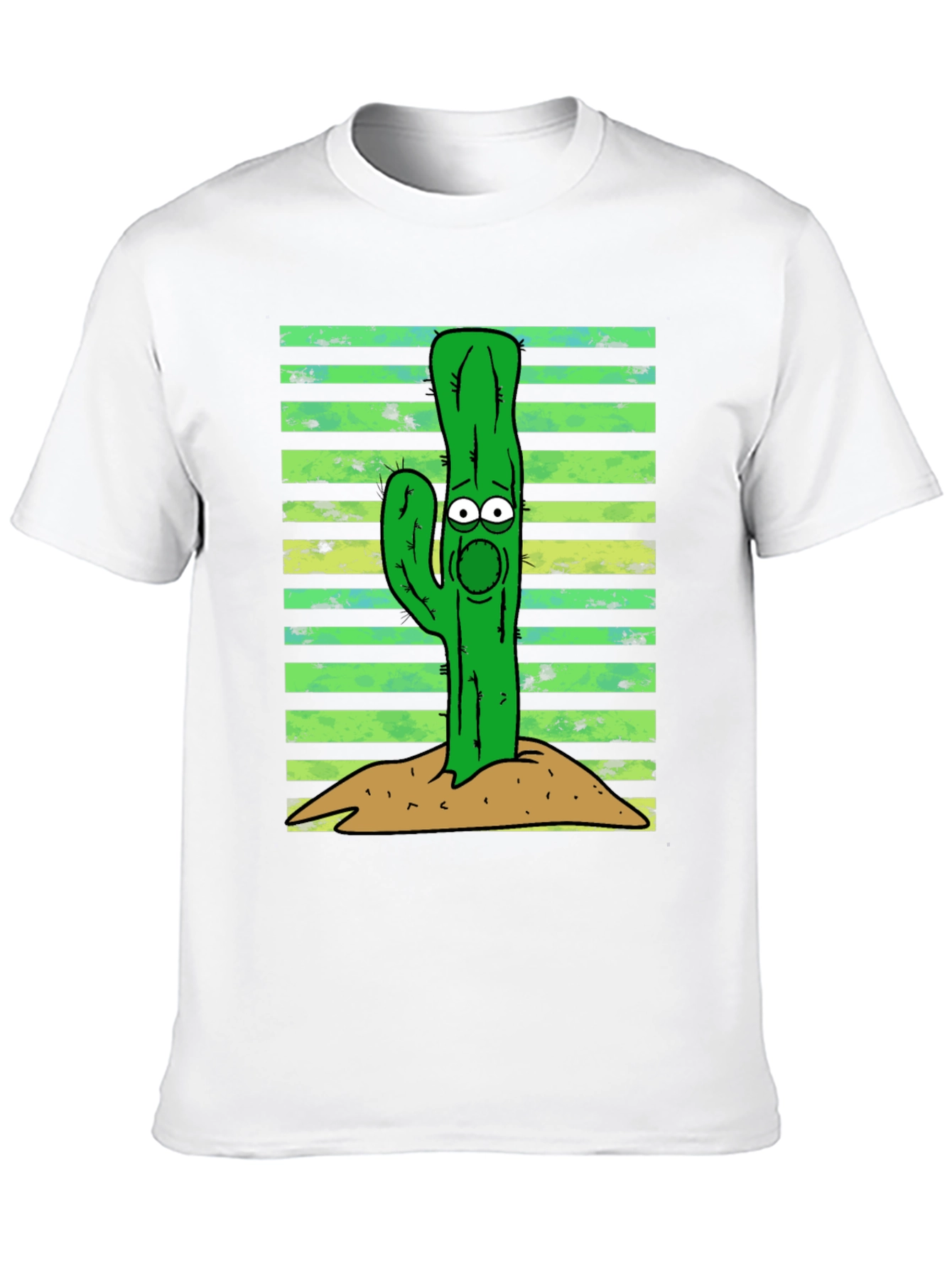Cartoon Cactus Graphic Tee - Unisex Black T-Shirt