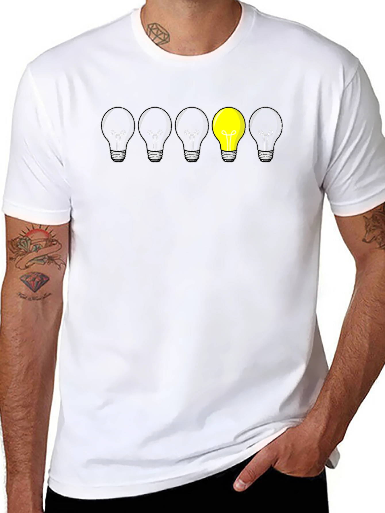 Unique Idea Light Bulb Graphic Tee - Black