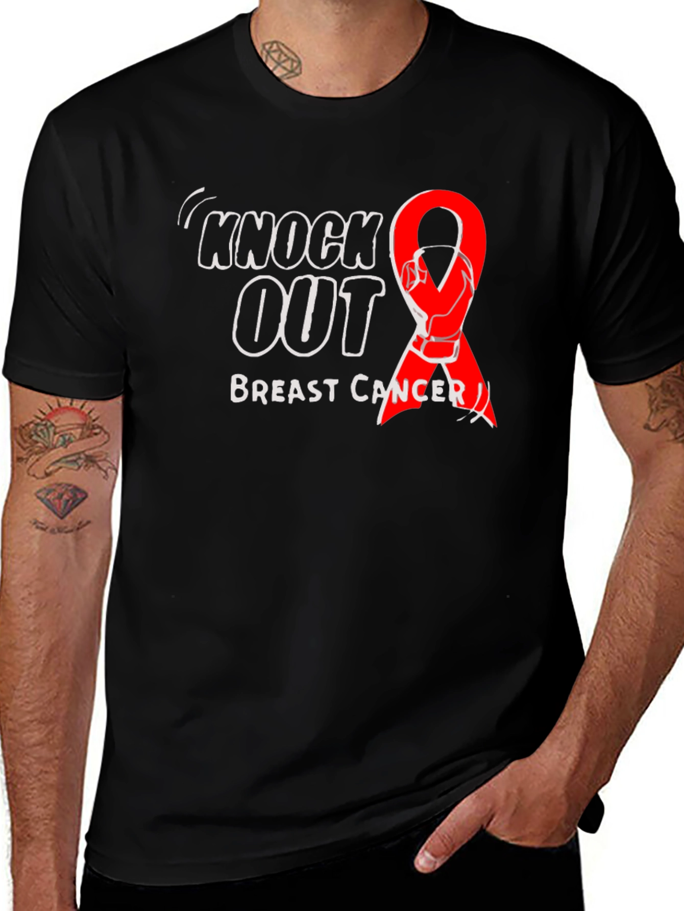 Knock Out Breast Cancer Black T-Shirt