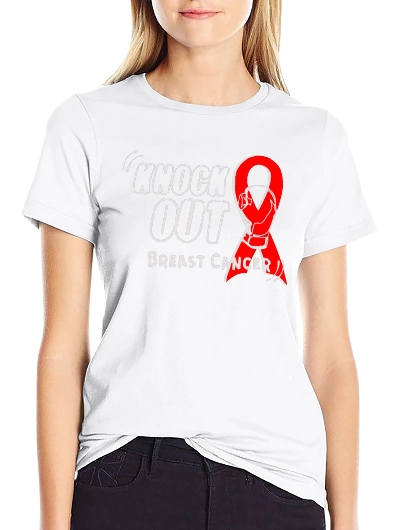 Knock Out Breast Cancer Black T-Shirt