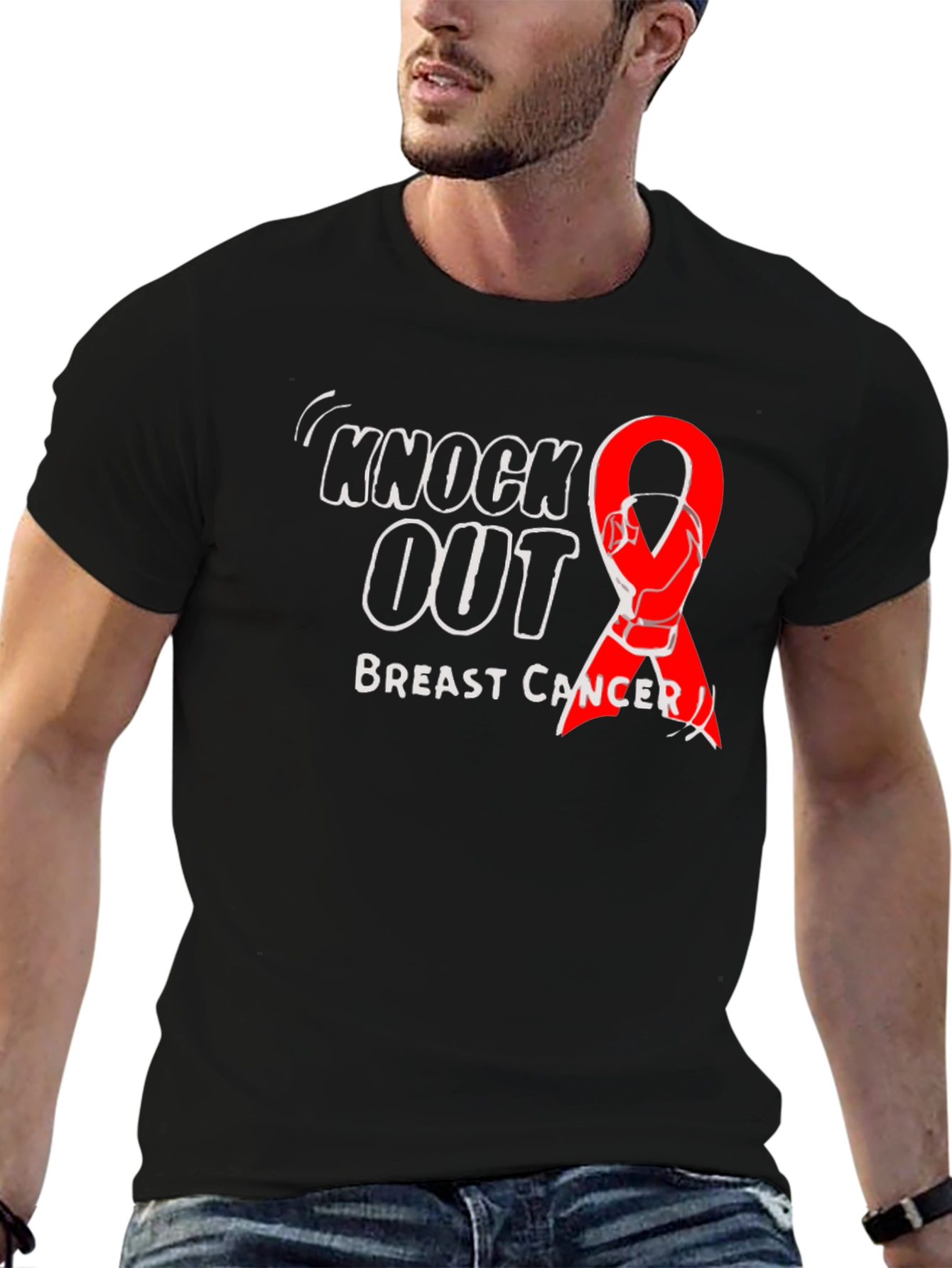 Knock Out Breast Cancer Black T-Shirt