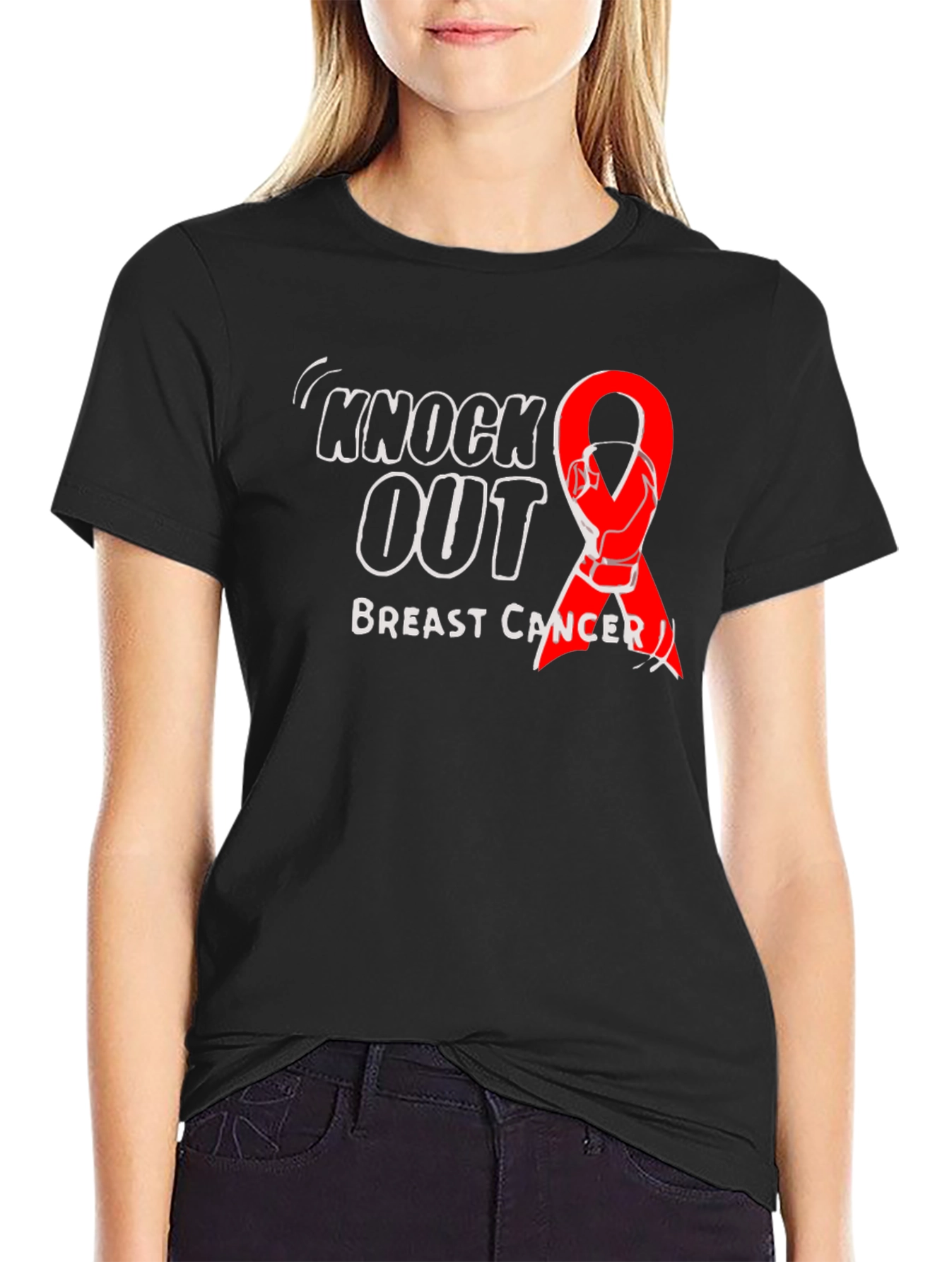 Knock Out Breast Cancer Black T-Shirt