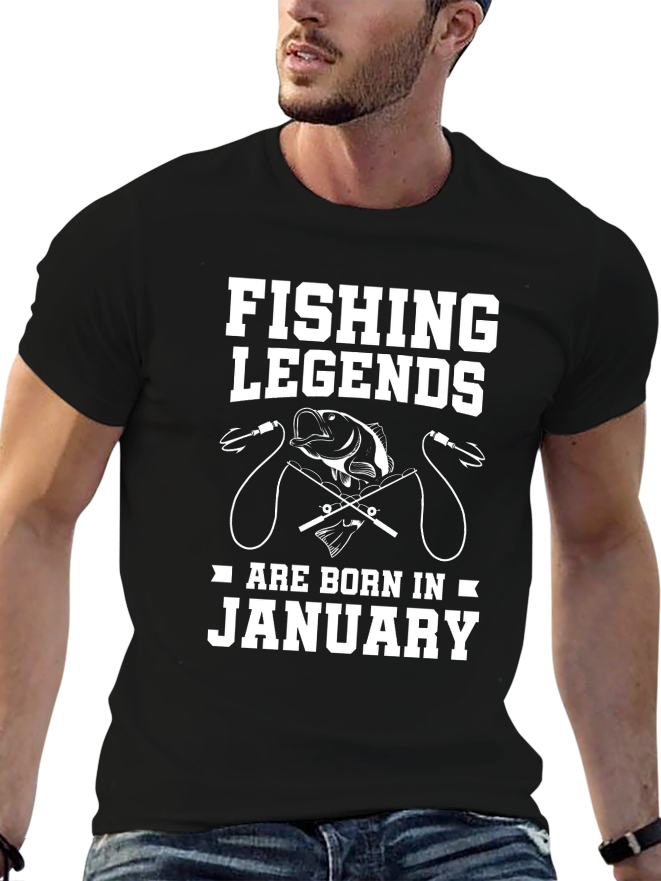 Fishing Legends Born in January Black T-Shirt
