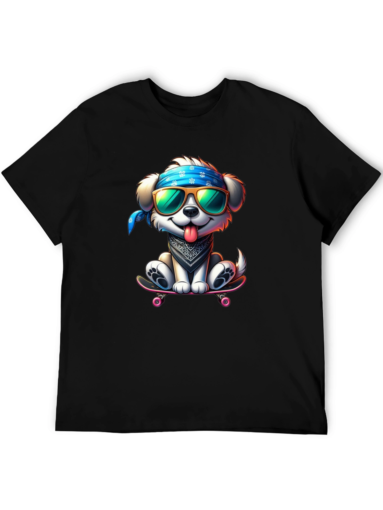 Cool Dog on Skateboard Graphic Tee