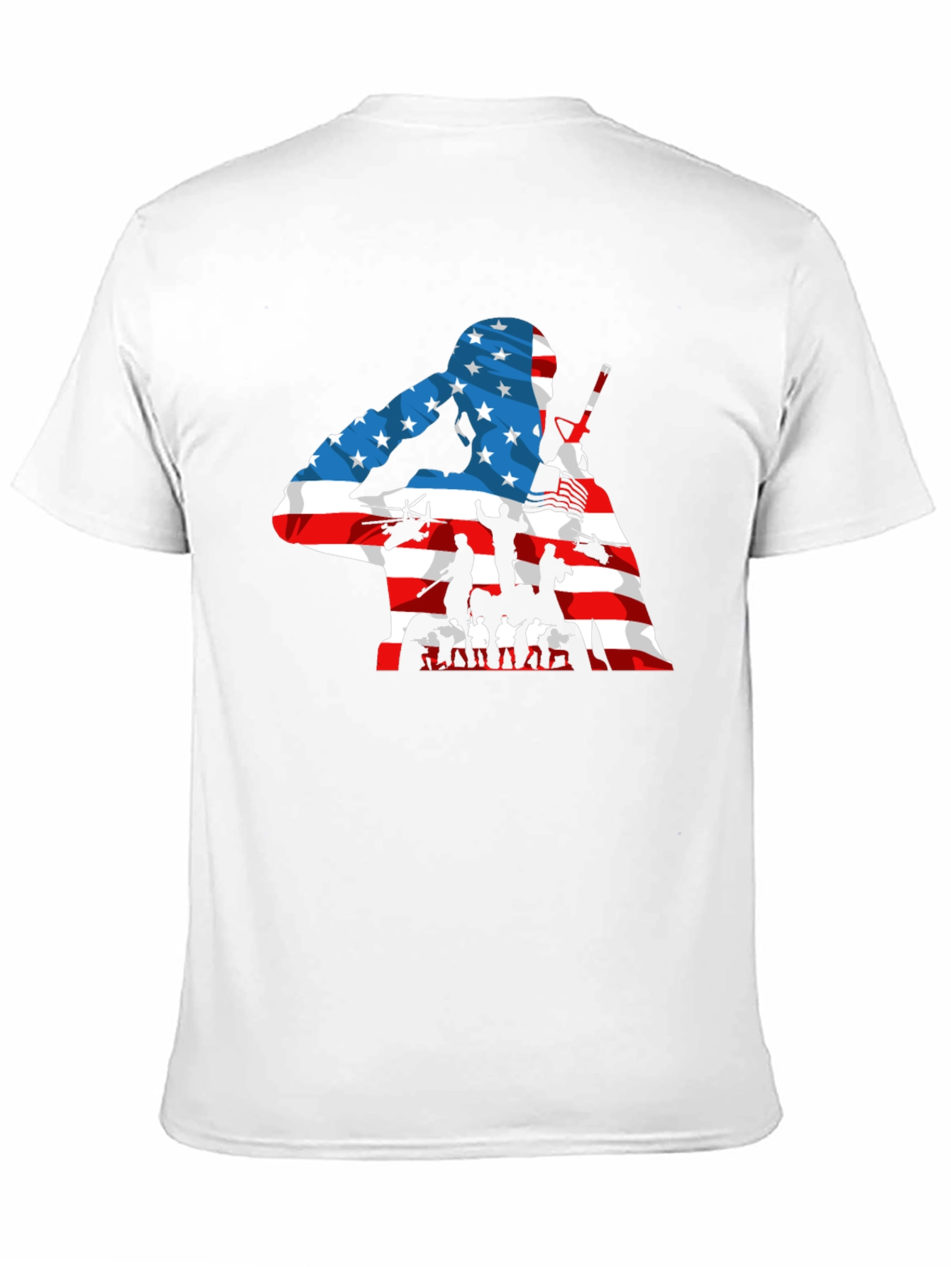 Patriotic US Flag Soldier Graphic T-Shirt