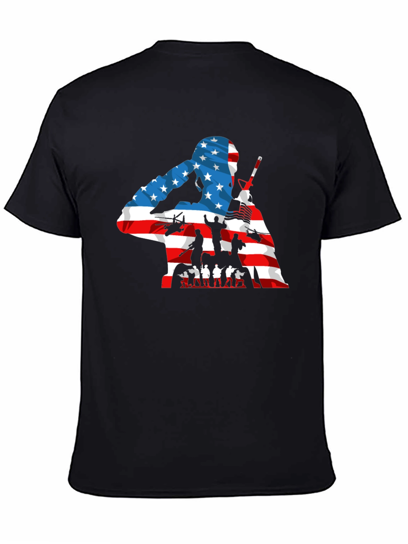 Patriotic US Flag Soldier Graphic T-Shirt