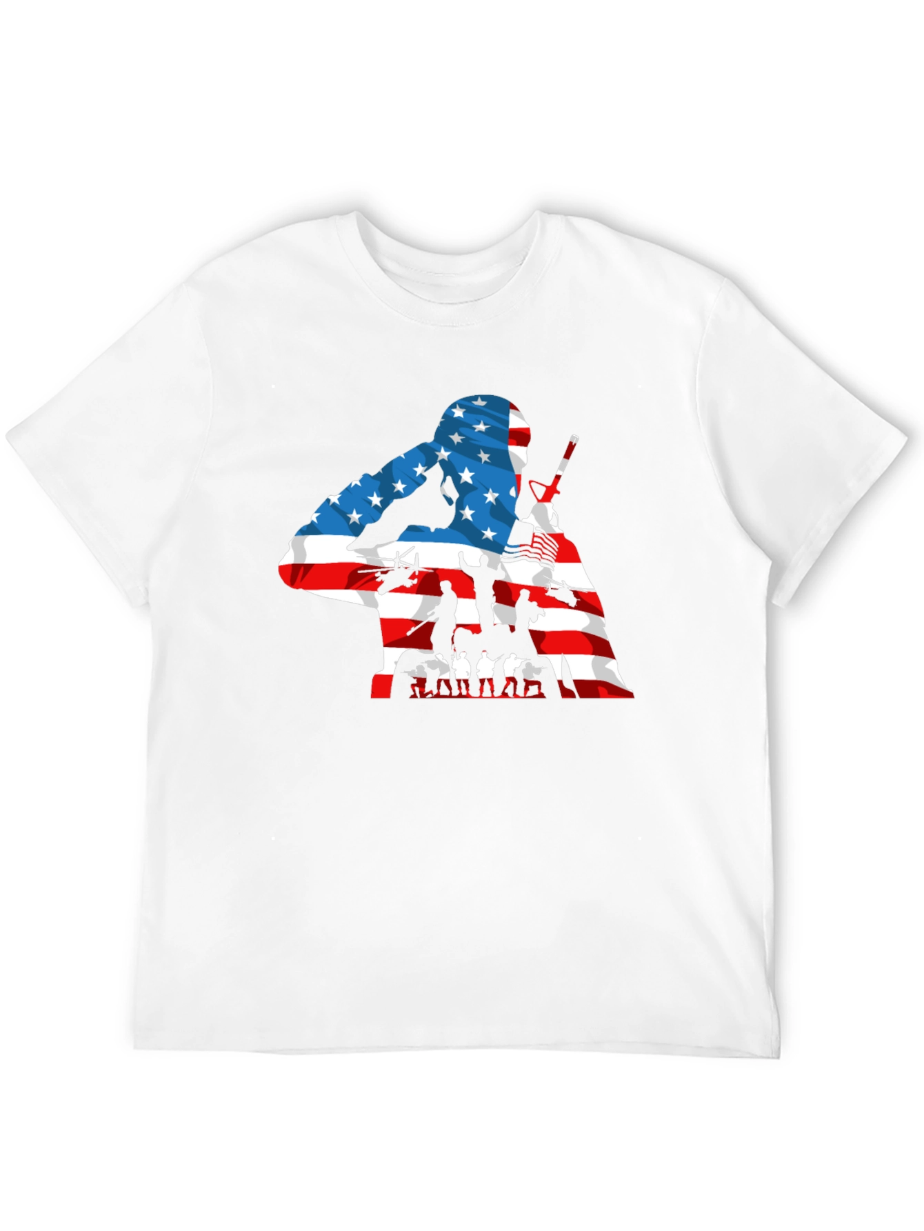 Patriotic US Flag Soldier Graphic T-Shirt