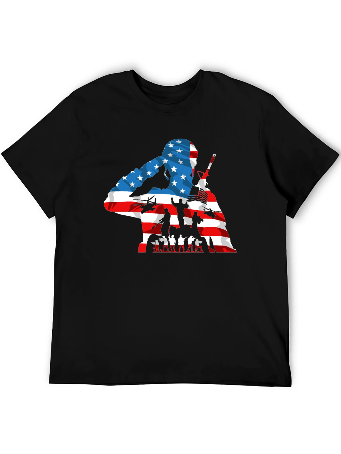Patriotic US Flag Soldier Graphic T-Shirt