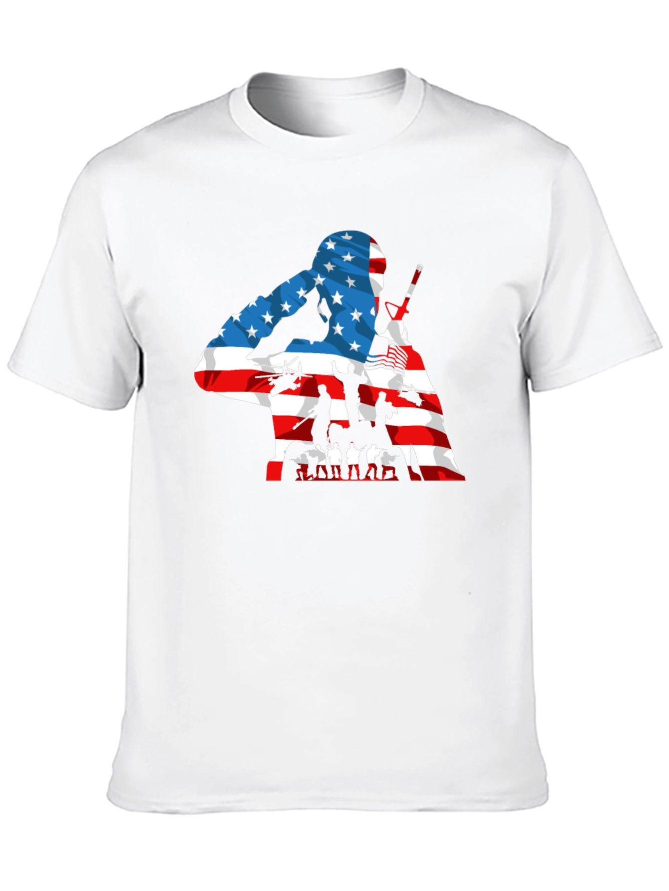 Patriotic US Flag Soldier Graphic T-Shirt