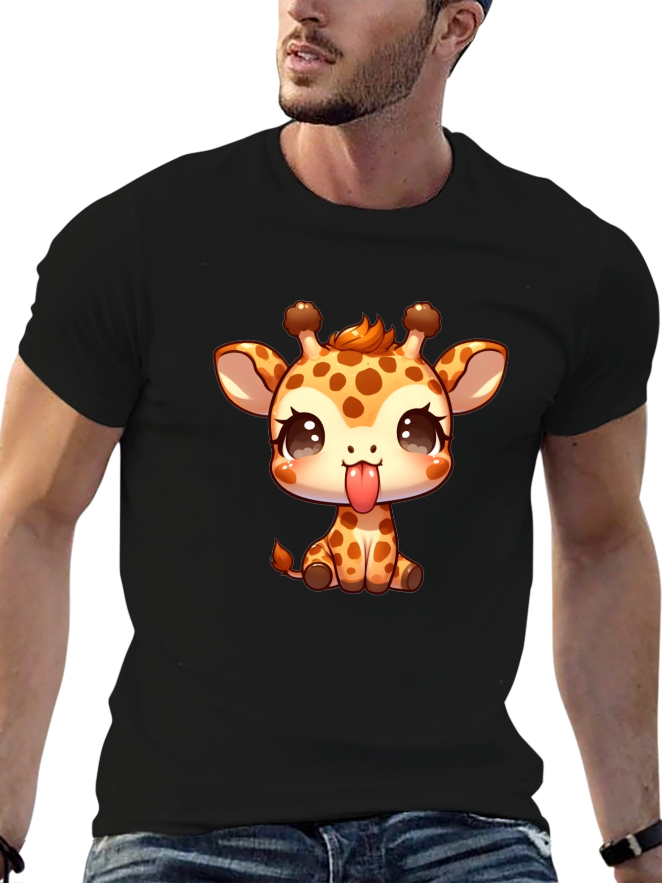 Cute Giraffe Cartoon Graphic T-Shirt