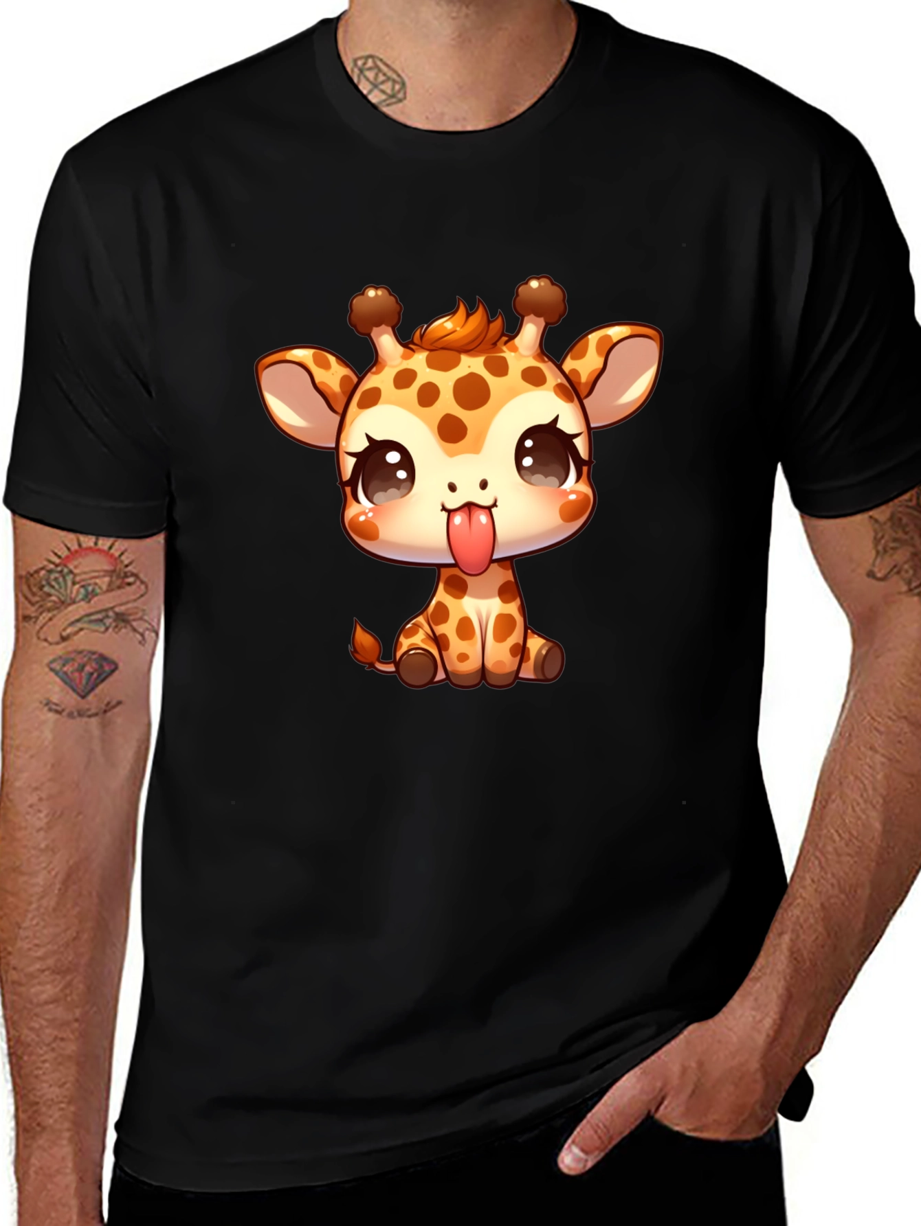 Cute Giraffe Cartoon Graphic T-Shirt