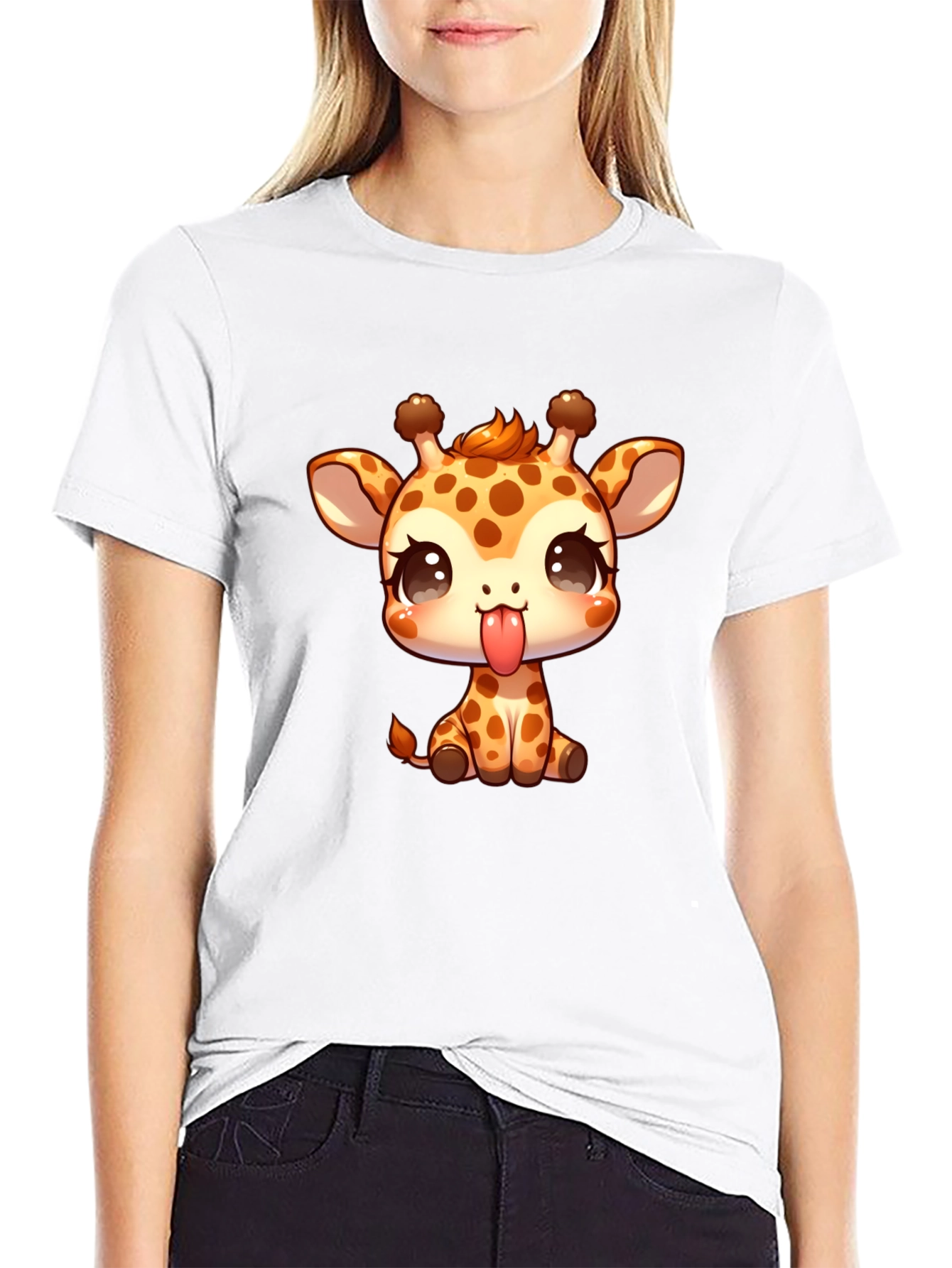 Cute Giraffe Cartoon Graphic T-Shirt