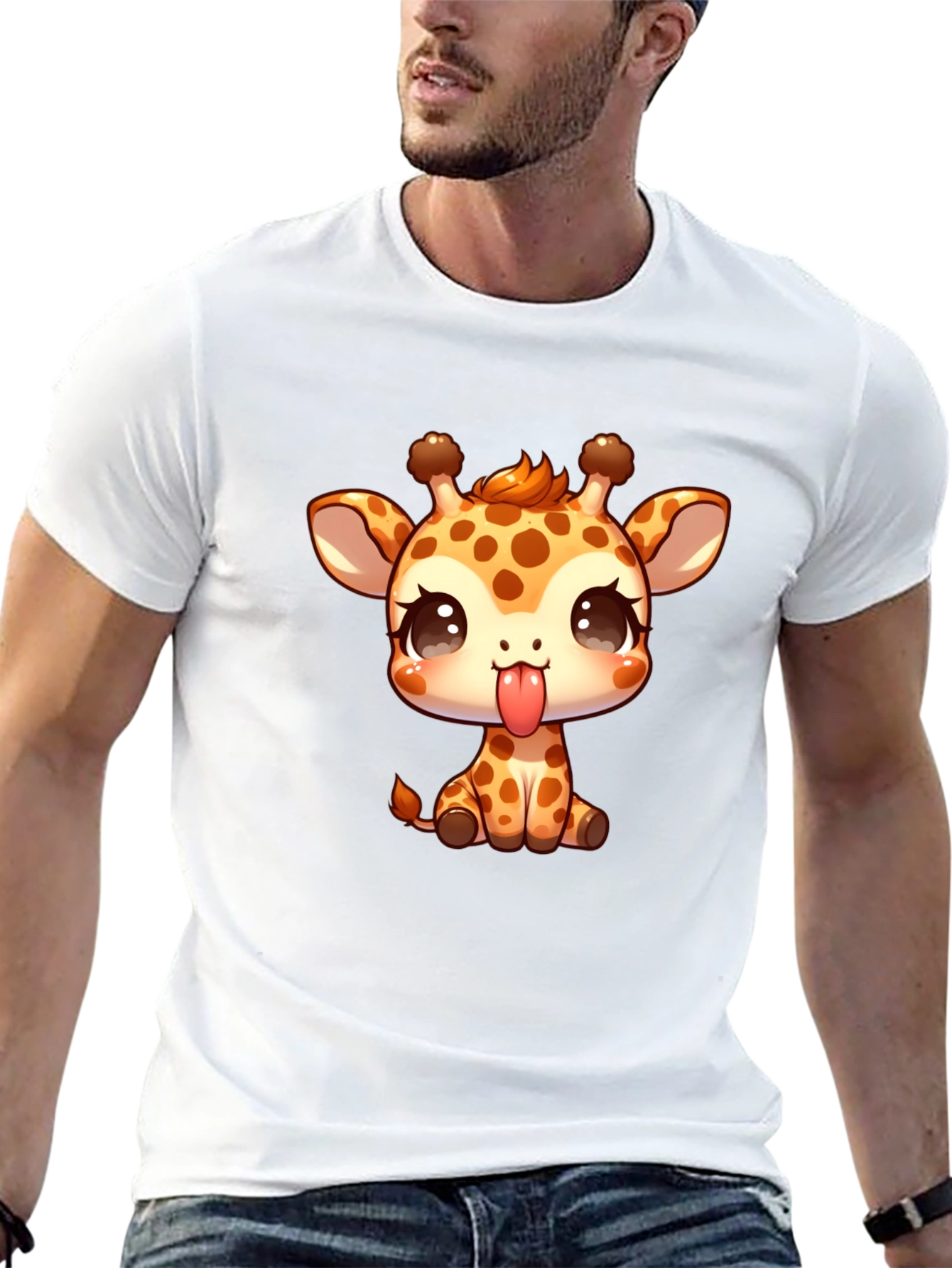 Cute Giraffe Cartoon Graphic T-Shirt