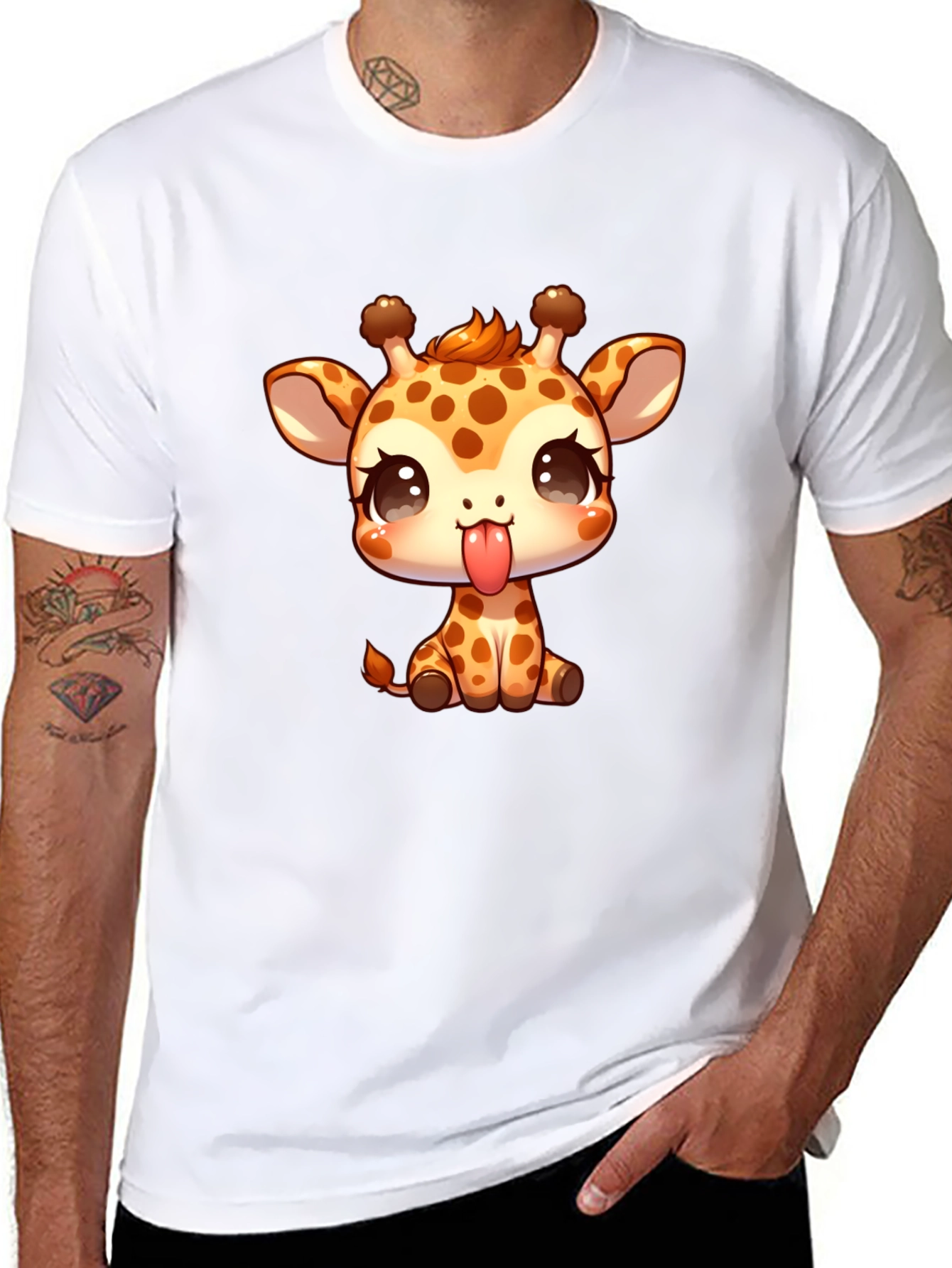 Cute Giraffe Cartoon Graphic T-Shirt
