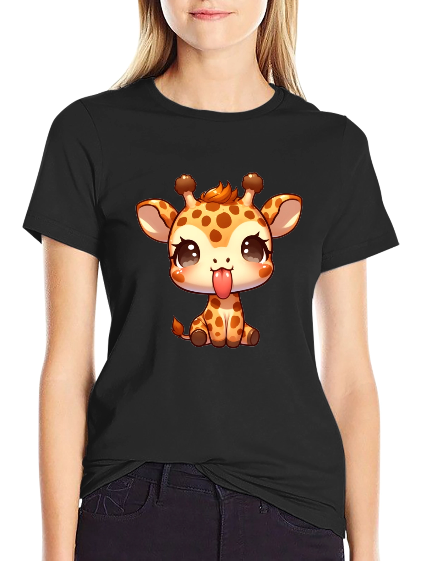 Cute Giraffe Cartoon Graphic T-Shirt