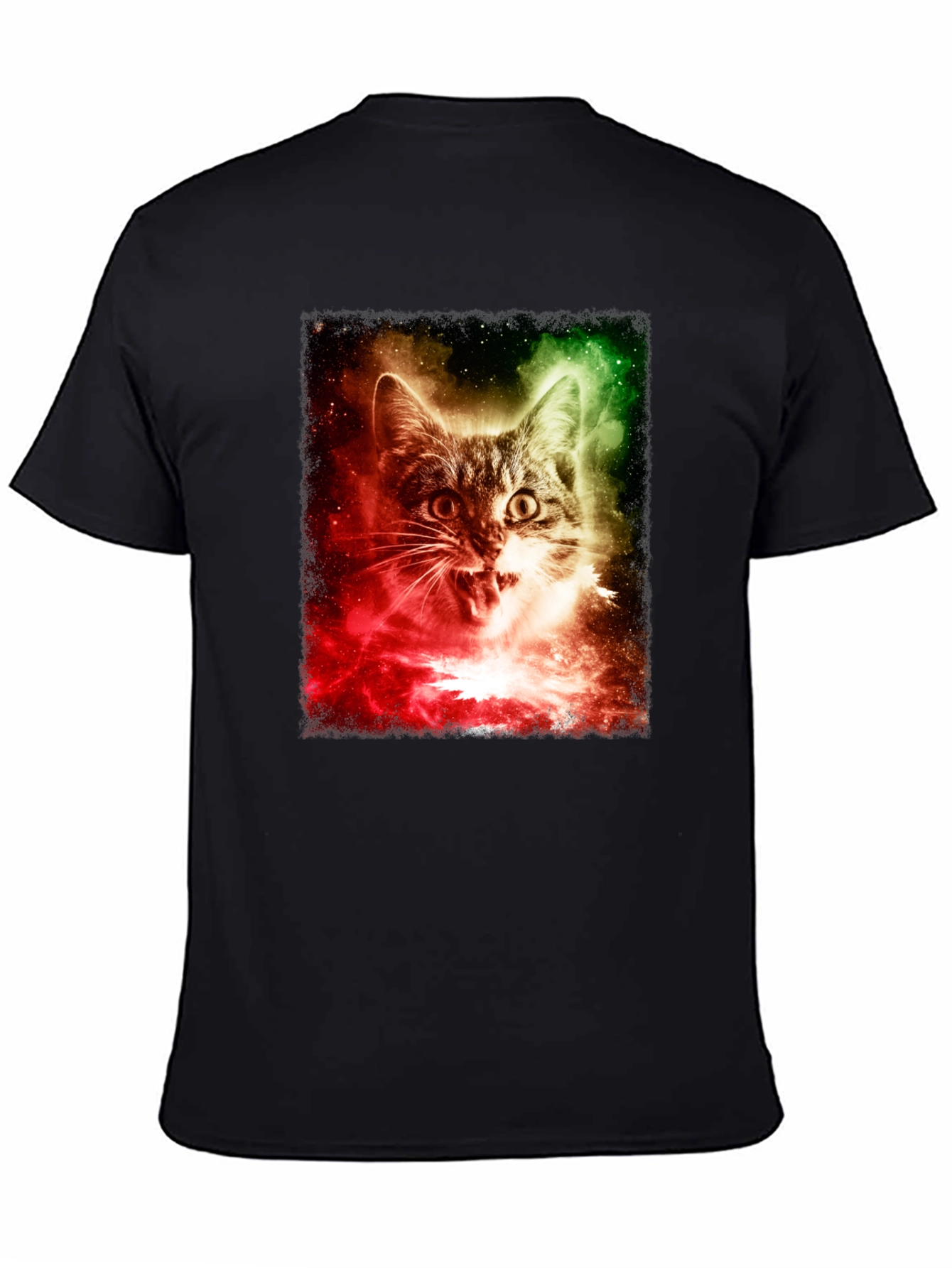 Galaxy Cat Graphic T-Shirt - Black